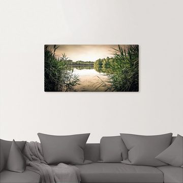 Artland Leinwandbild gruenes Schilf am See, Seebilder (1 St), auf Keilrahmen gespannt