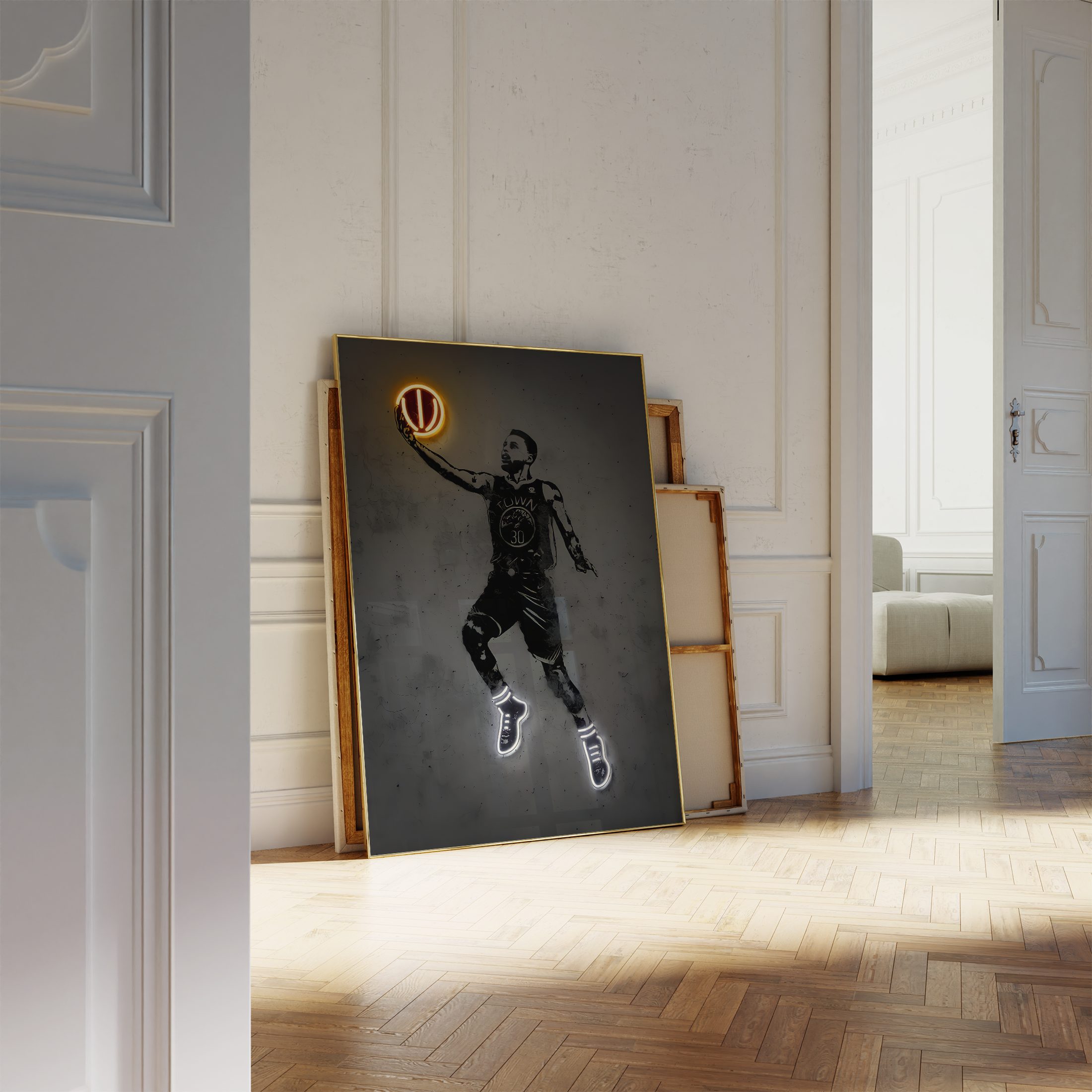 JUSTGOODMOOD Poster Premium ® Basketball Poster · Neon Effekt · ohne Rahmen, (1 St), Poster in verschiedenen Größen verfügbar – Bild 4 von 5