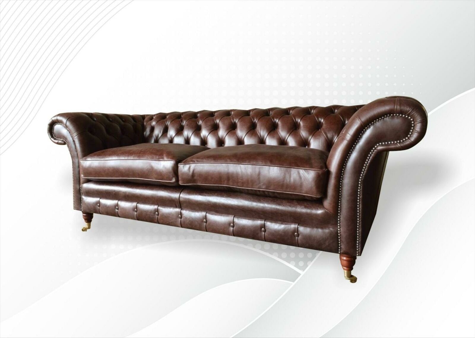 in Design, JVmoebel Wohnzimmermöbel Luxus Chesterfield Braune Europe Made Couch Chesterfield-Sofa