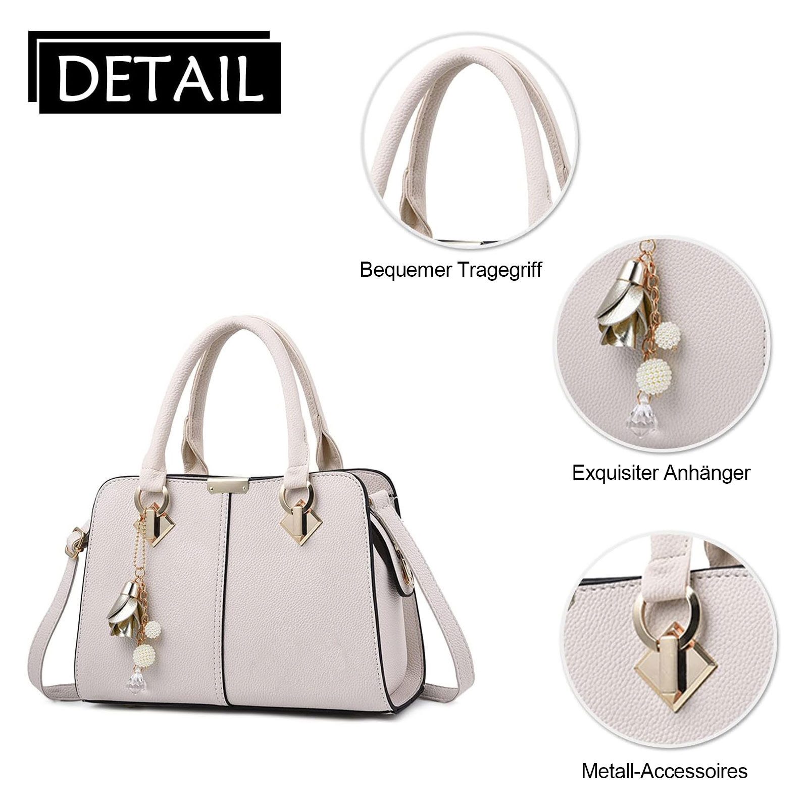 OKWISH Henkeltasche Damen Handtasche Umhängetasche Frauen Schulterbeute Freizeittasche (Arbeitstasche Messenger-Tasche Top Griff mit Schultergurt, 1-tlg., Kunstleder, Unitasche, Bürotasche, 28x19x13 cm), für Frau Frauen Jungen Arbeit Business Schule Büro usw