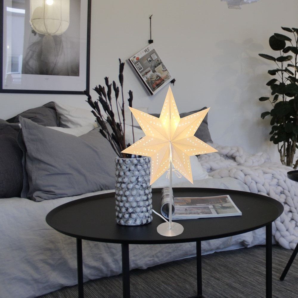 Seasonals Tischleuchte 1053 Leuchter "Stellar" creme Edelstahl E14 mit Schalter Zuleitung 1,8