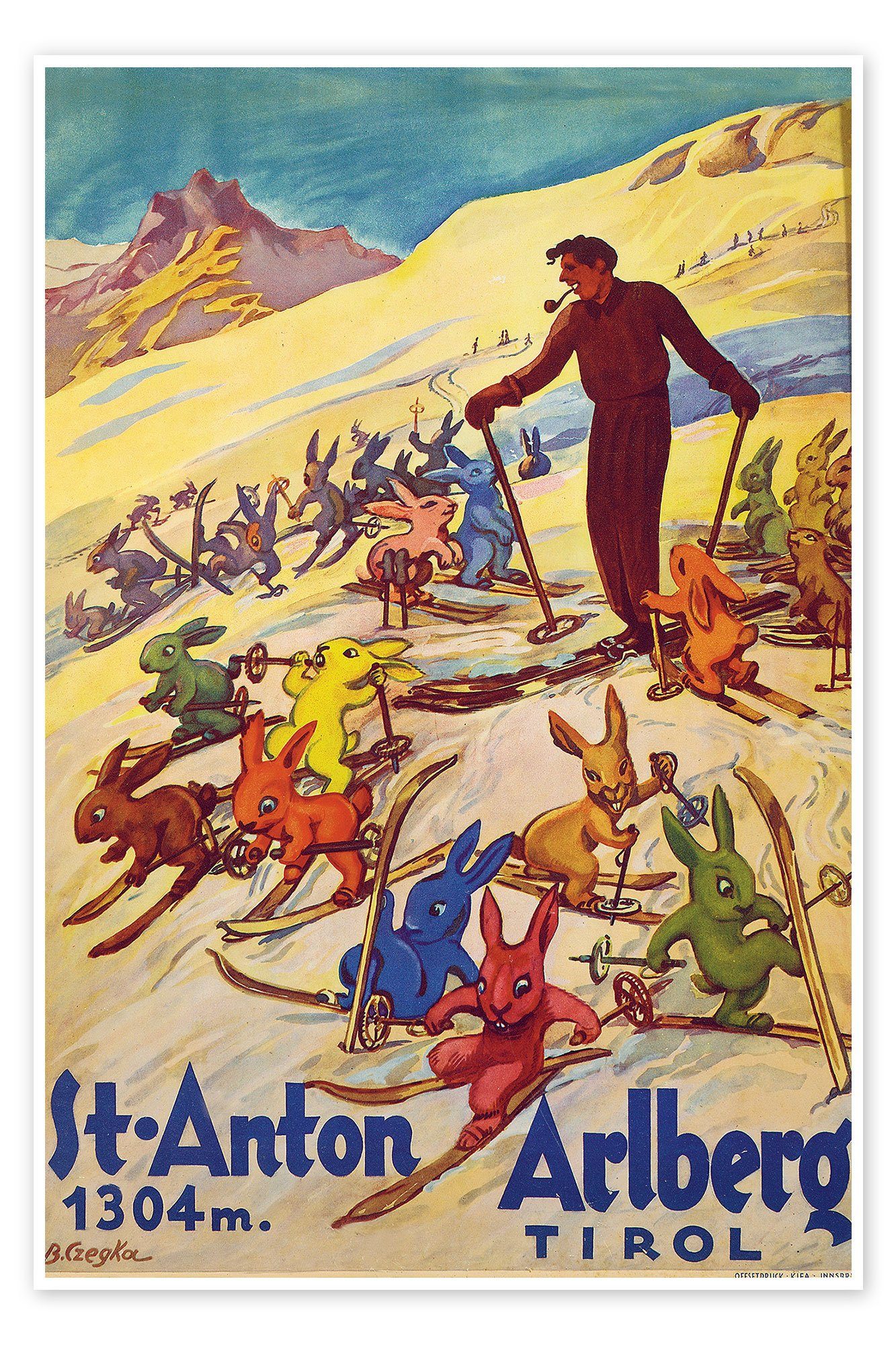 Posterlounge Poster Vintage Ski Collection, St. Anton Arlberg, Tirol, Vintage Illustration