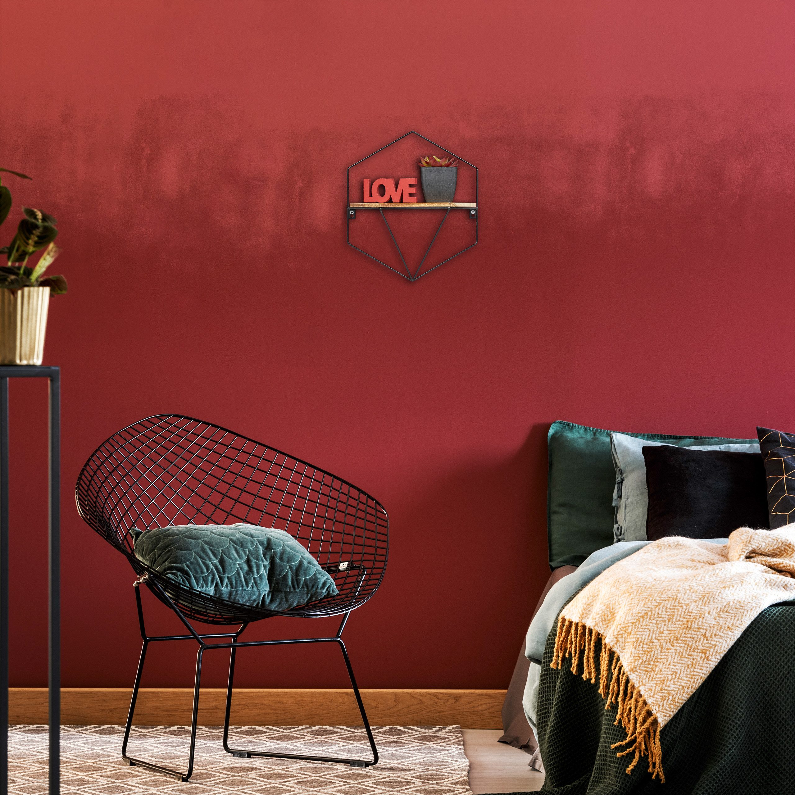 relaxdays Wandregal Sechseckiges Wandregal aus Metall günstig online kaufen