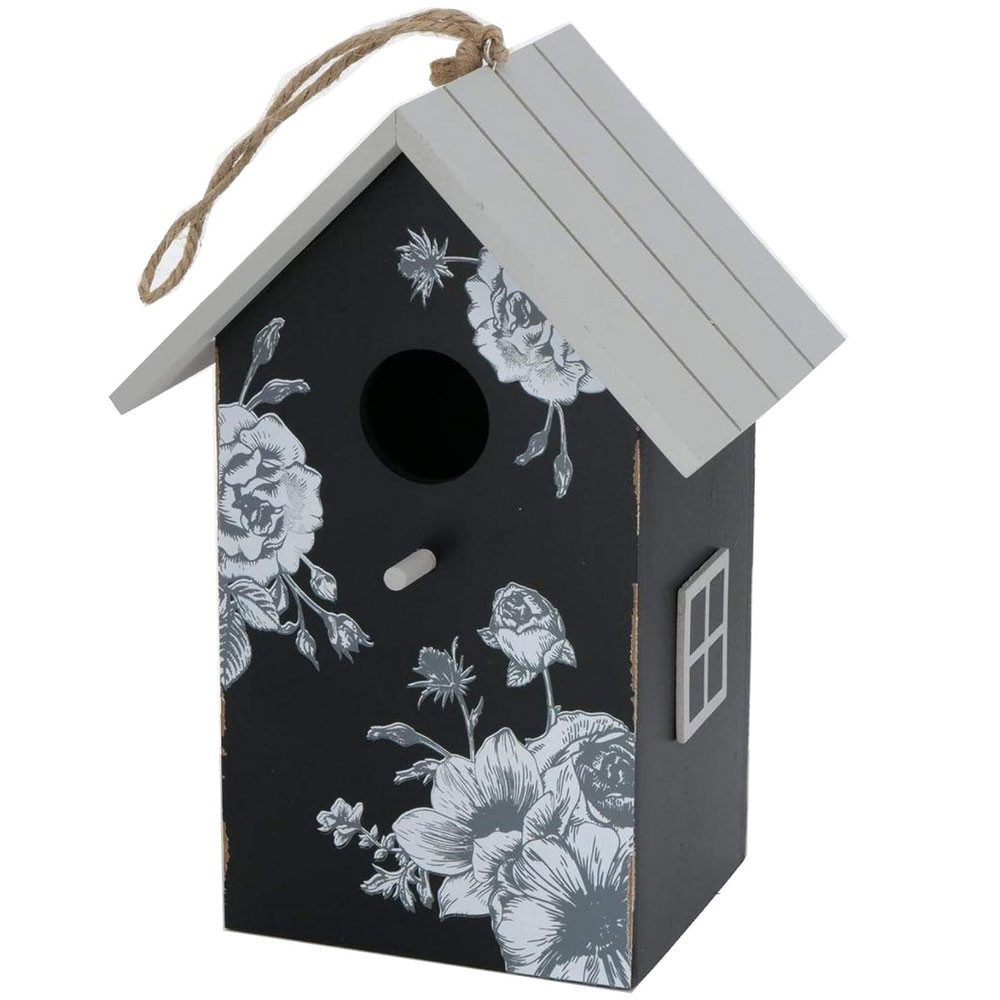 BOLTZE Vogelhaus Boltze Vogelhaus mit Rosenmotiv, 15x12x22 cm, schwarz/weiß