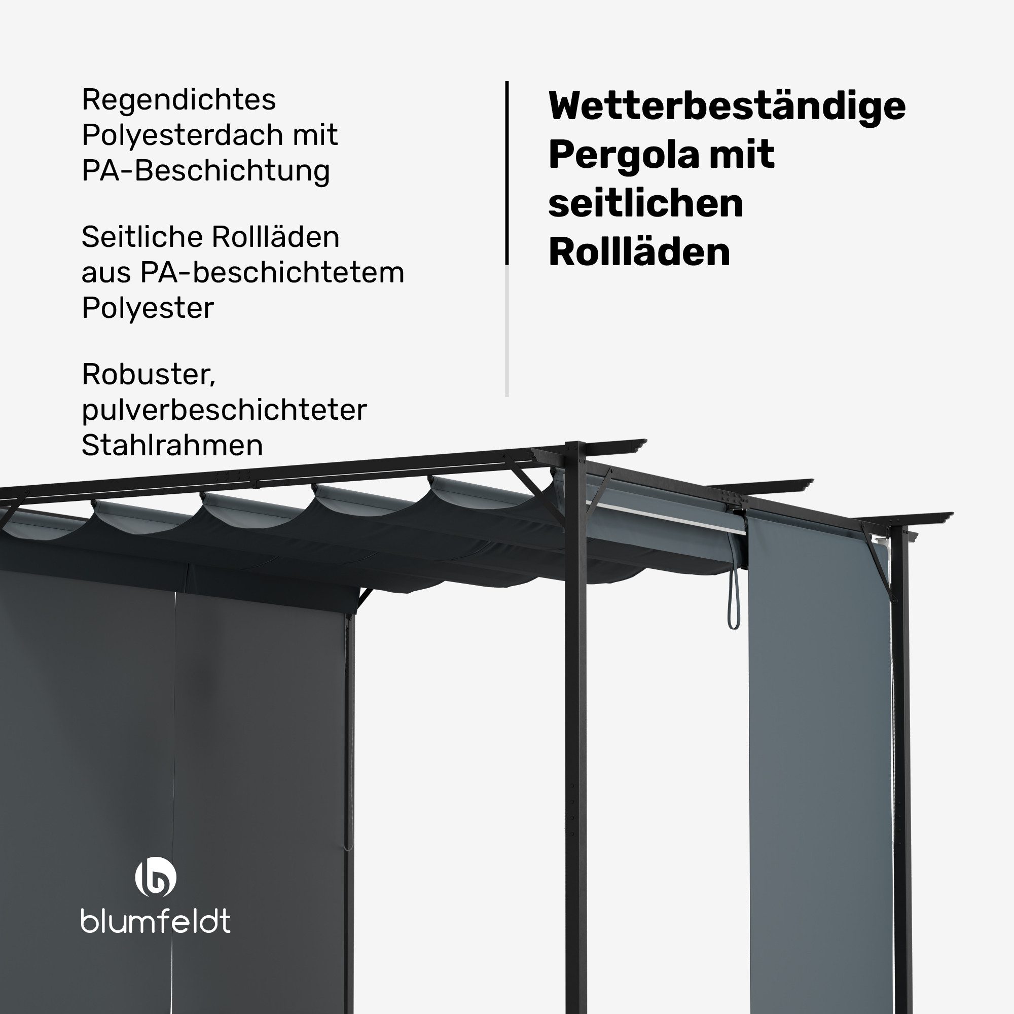 blumfeldt Pavillon Pantheon Robust, (Set), Pergola 3x3m pulverbeschichtet wetterfest Garten