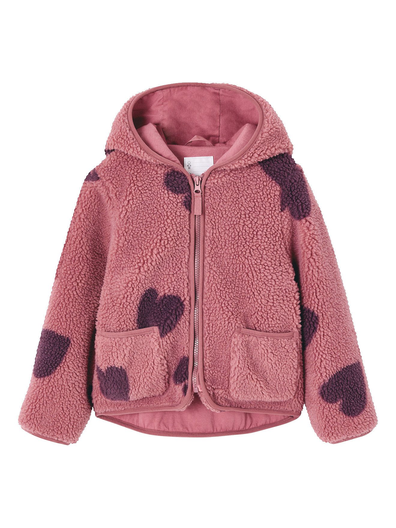 vertbaudet Blouson Mädchen Teddyfleece-Jacke Teddyflecee, Blumenmuster