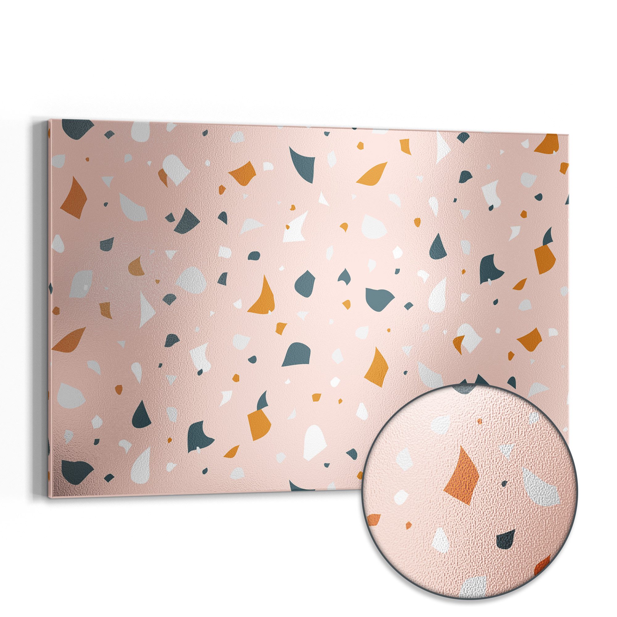 DEQORI Magnettafel 'Rosa Terrazzo-Zauber', Metall Whiteboard für alle Magnete, Magnetboard magnetisch