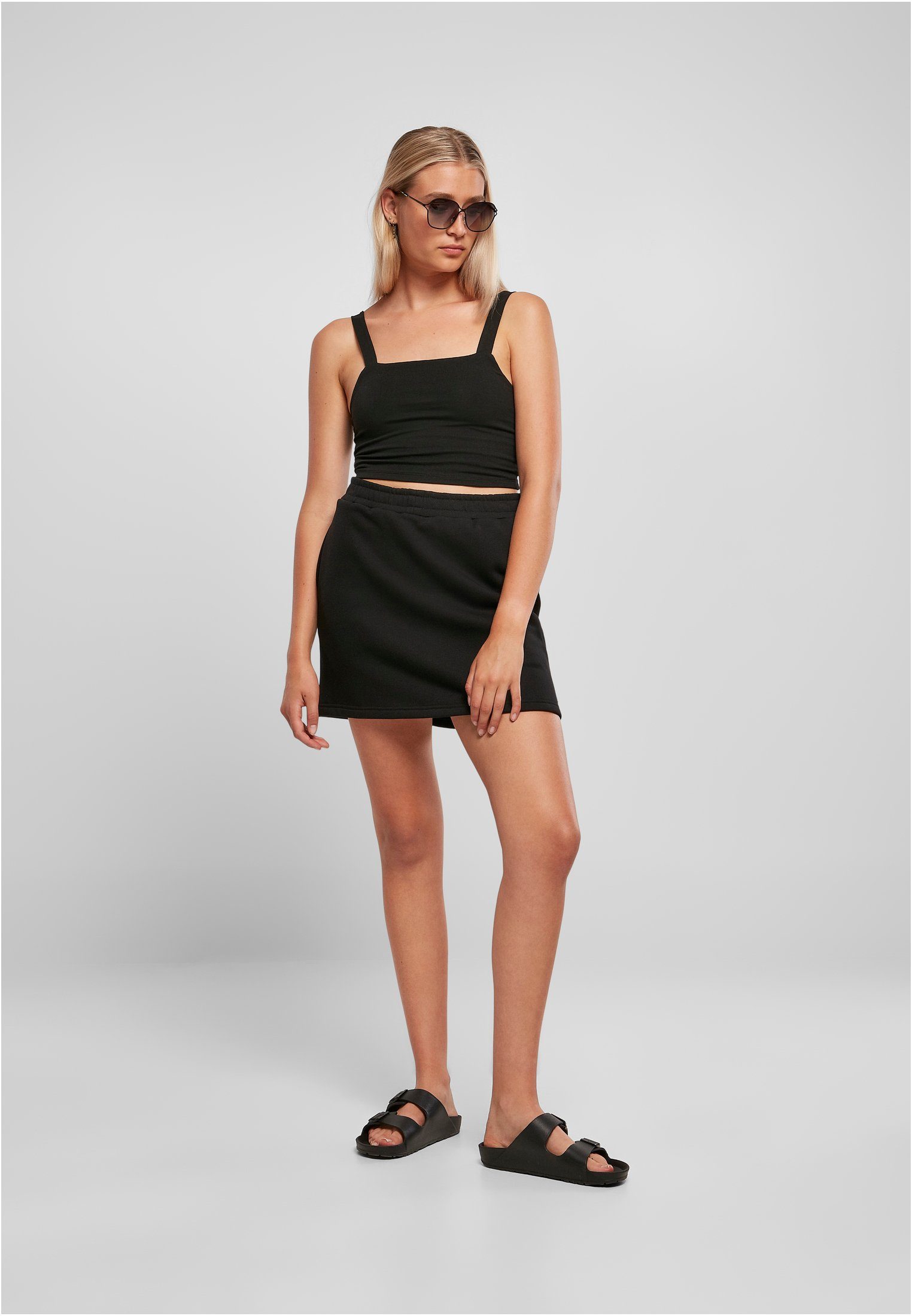 black Damen Ladies (1-tlg) URBAN Organic Skirt Terry CLASSICS Mini Jerseyrock