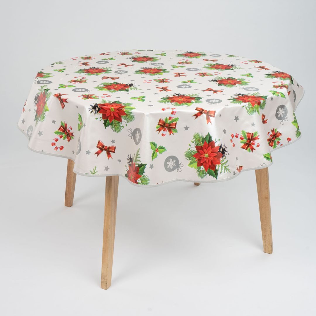 laro Tischdecke 140cm rund Tischdecke Saum-Eingefasst Weihnachten Stern Mis günstig online kaufen