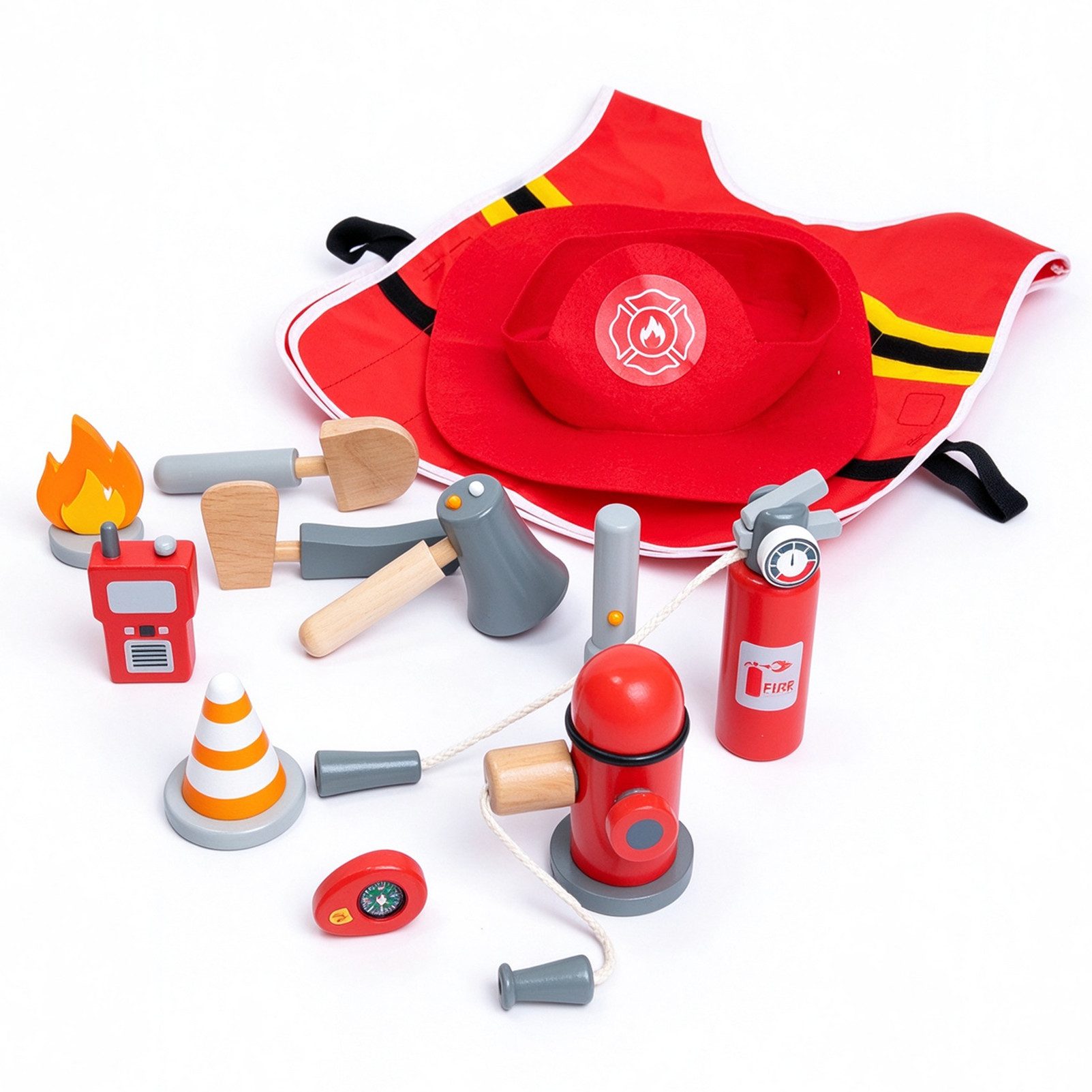 Esun Spielzeug-Polizei Einsatzset Feuerwehr Kostüm Kinder Set, Feuerwehrhelm, Feuerlöscher, Spielzeug, (SET, 14-tlg., Komplettset), Geschenk für Mädchen Jungen  – Bild 2 von 5