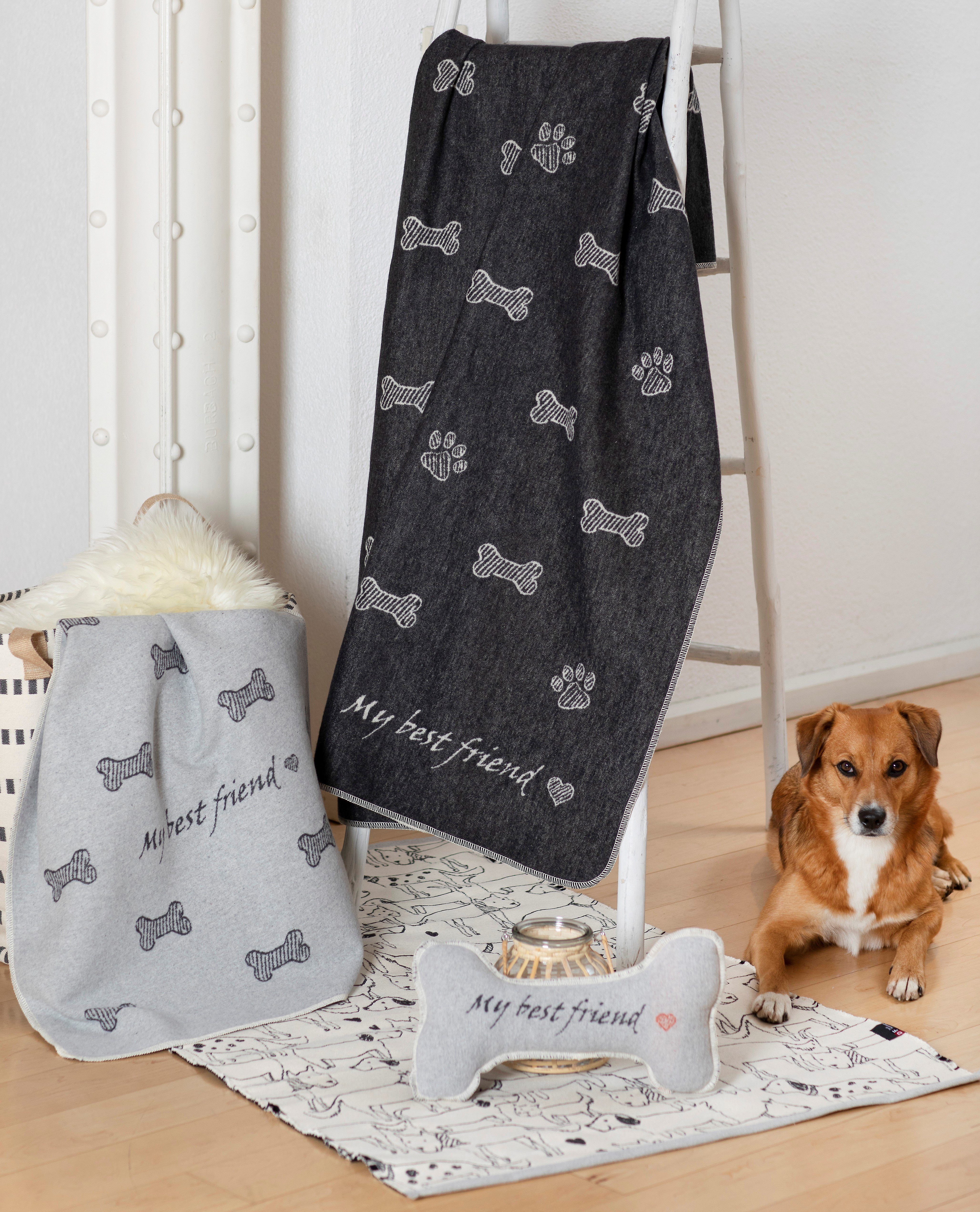 DAVID FUSSENEGGER Tierdecke Hundedecke 'my best friend/Knochen allover'