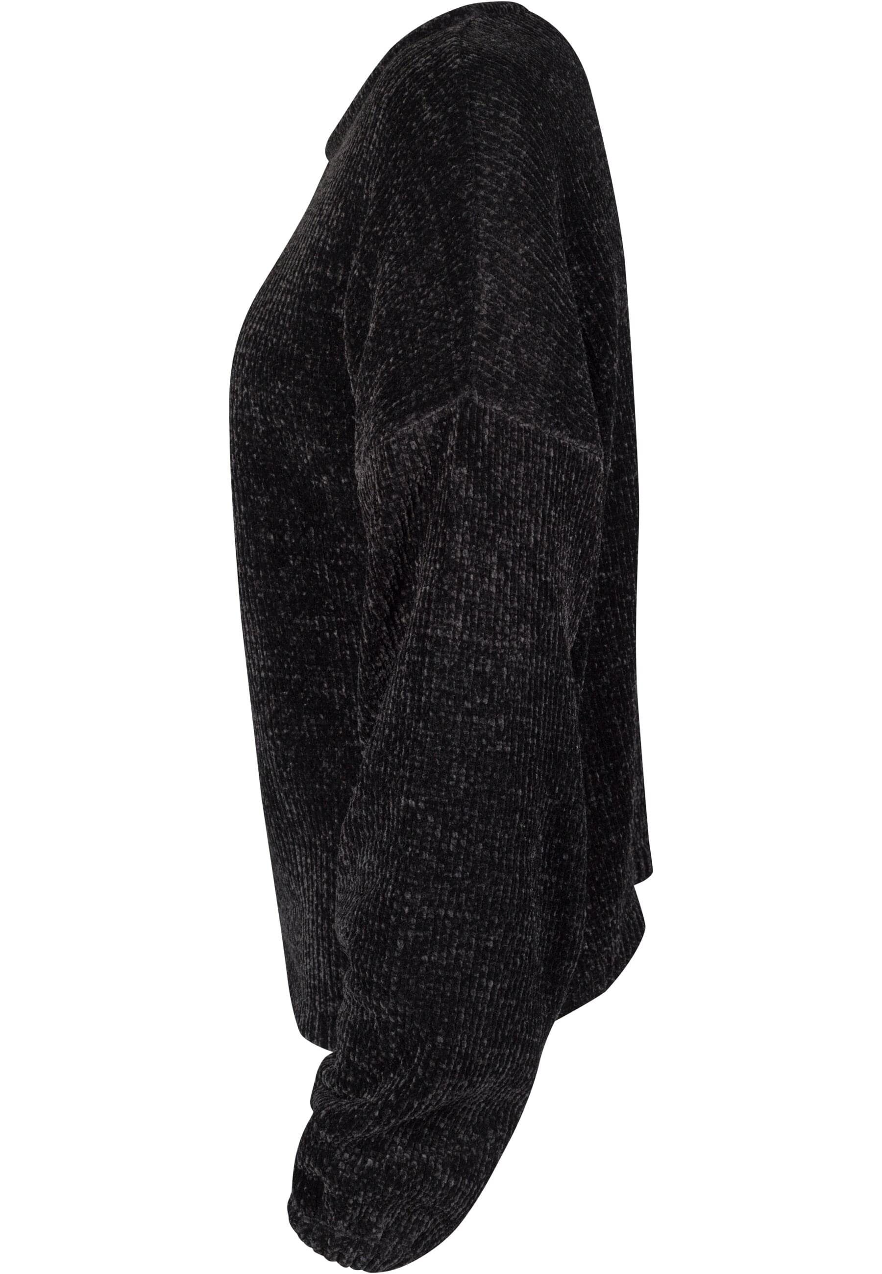 URBAN CLASSICS Kapuzenpullover Damen Ladies TB2354 Chenille (1-tlg) Sweater black Chenille Oversize Oversize