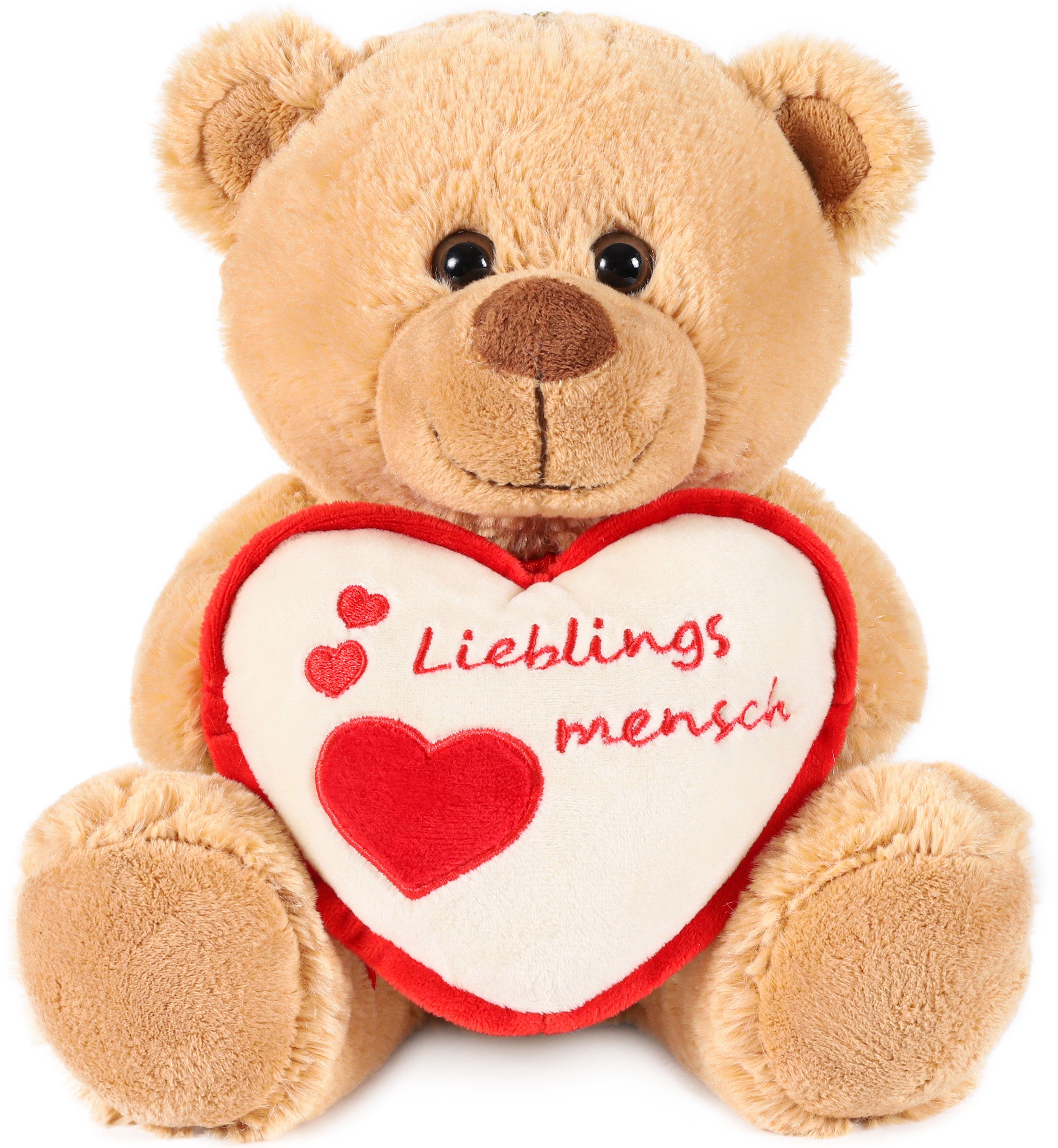 BRUBAKER Kuscheltier Teddybär mit Lieblingsmensch Herz (1-St), kleiner Teddy  Bär, Stofftier Plüschtier mit Liebesbotschaft