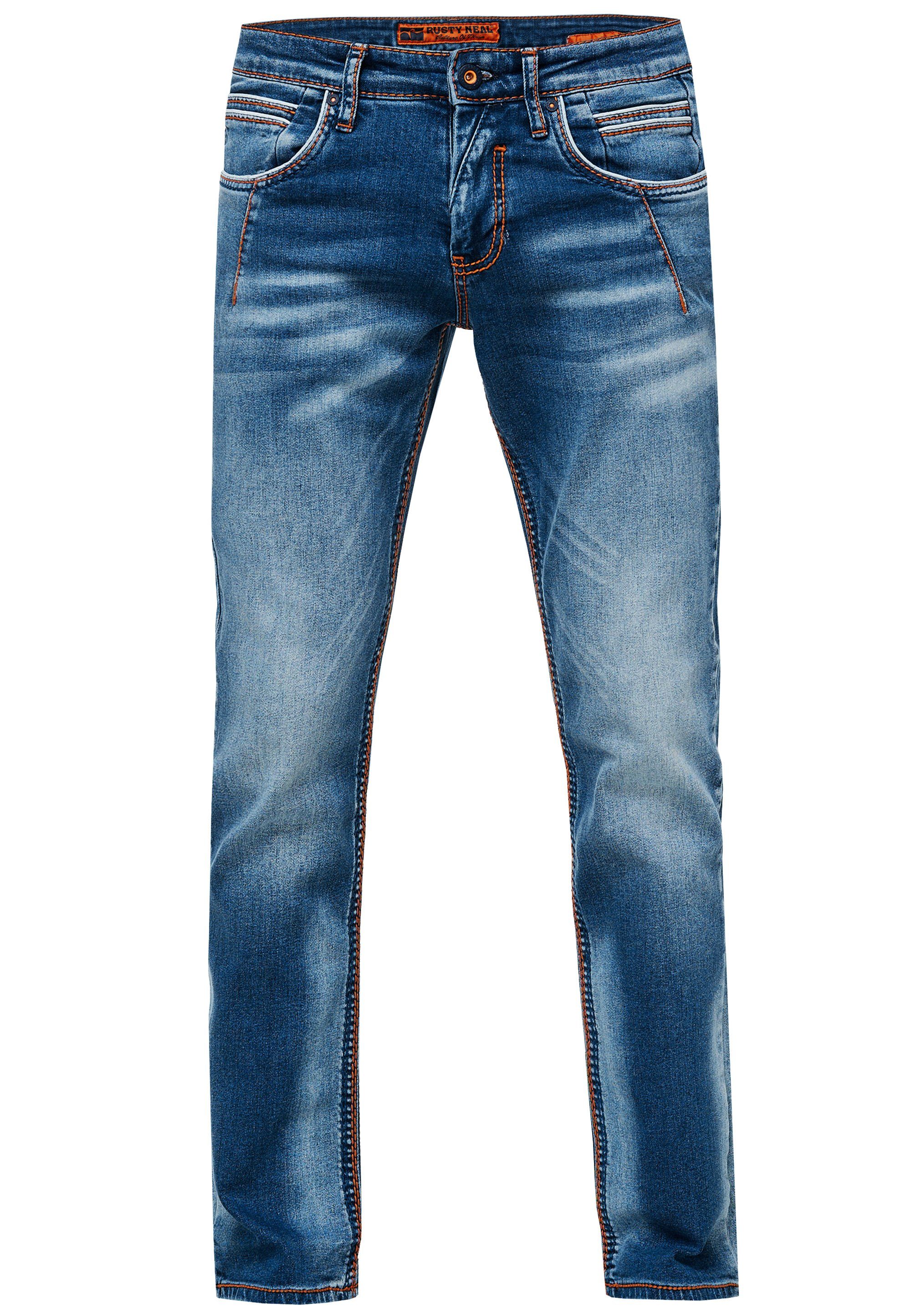 Rusty Neal Straight-Jeans angesagten Ziernähten mit YORK 51 NEW