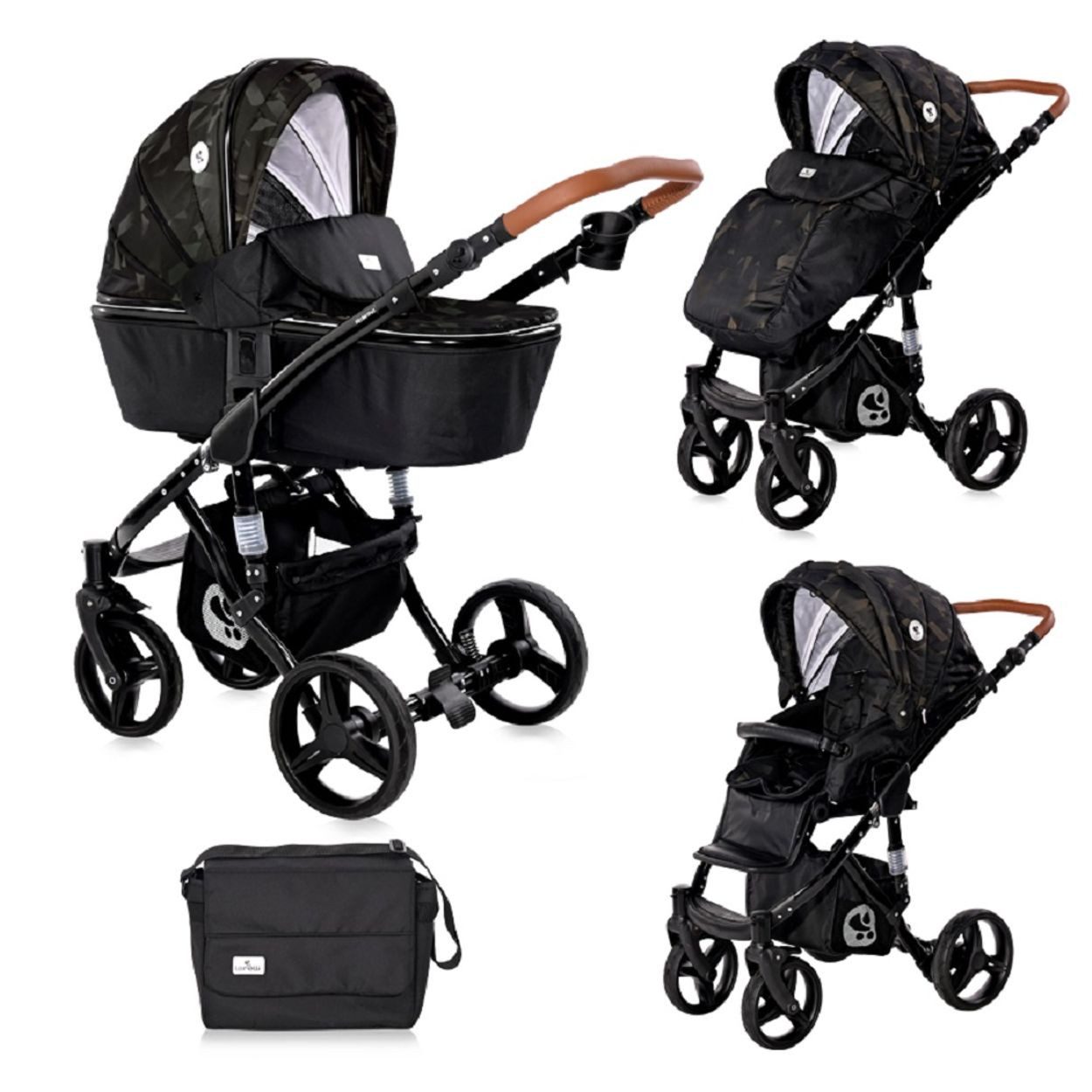 Lorelli Kombi-Kinderwagen Kombikinderwagen Rimini, 2 in 1 Tragewanne Sportsitz Wickeltasche faltbar