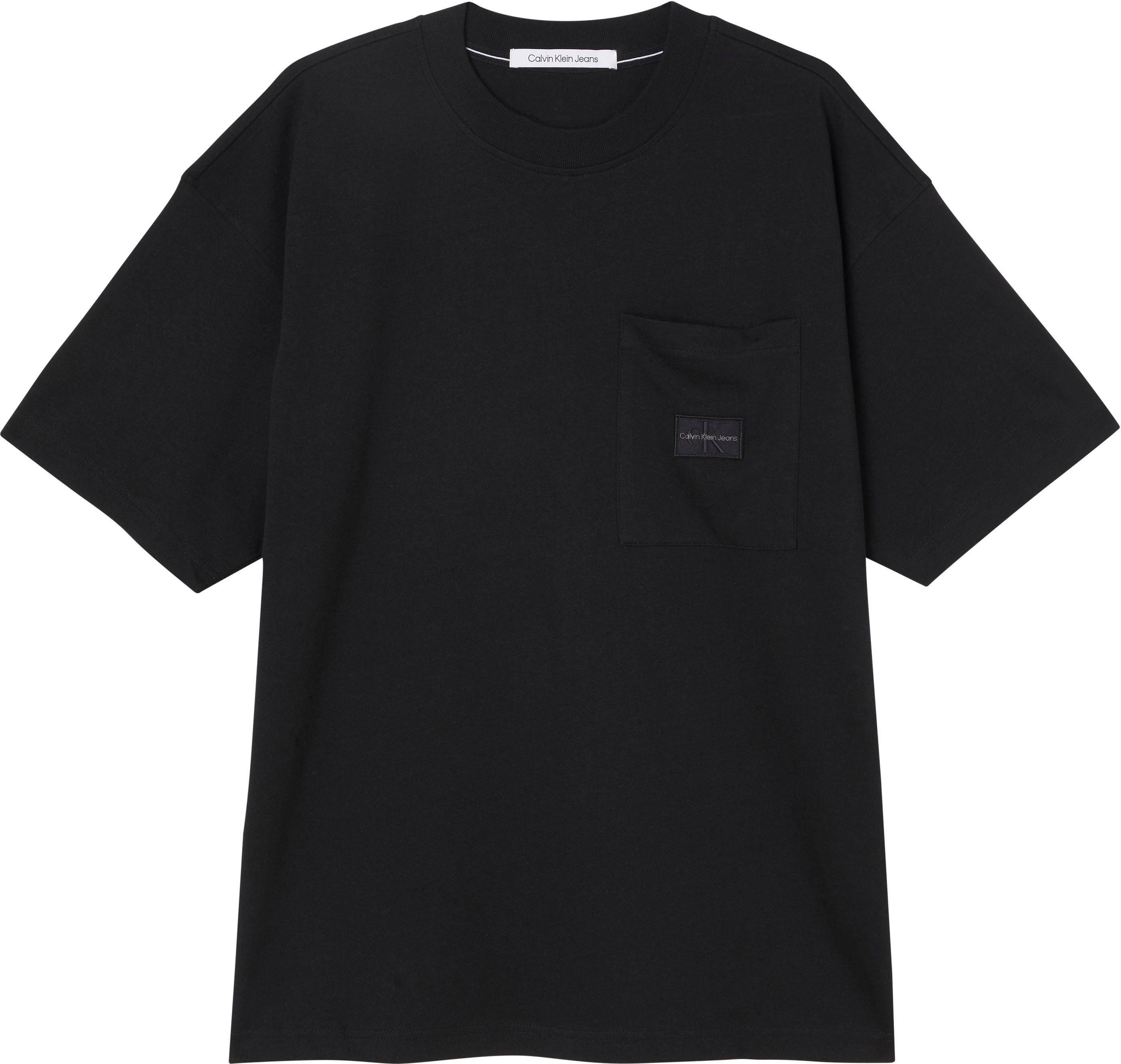 PLUS POCKET Klein Jeans Calvin Black TEE Plus BADGE Ck T-Shirt SHRUNKEN