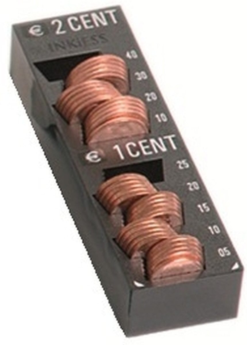 INKiESS Geldkassette Einzelmünzbehälter Minikord 2 + 1 Euro-Cent schwarz