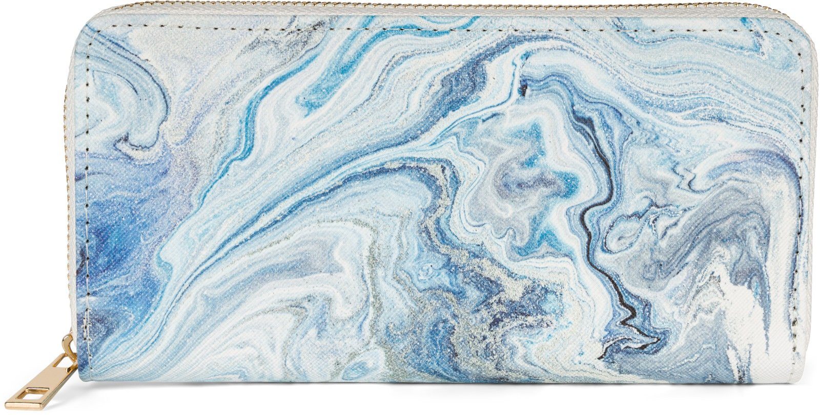 styleBREAKER Geldbörse (1-tlg), Geldbörse mit Marmor Muster Weiß-Blau-Hellblau