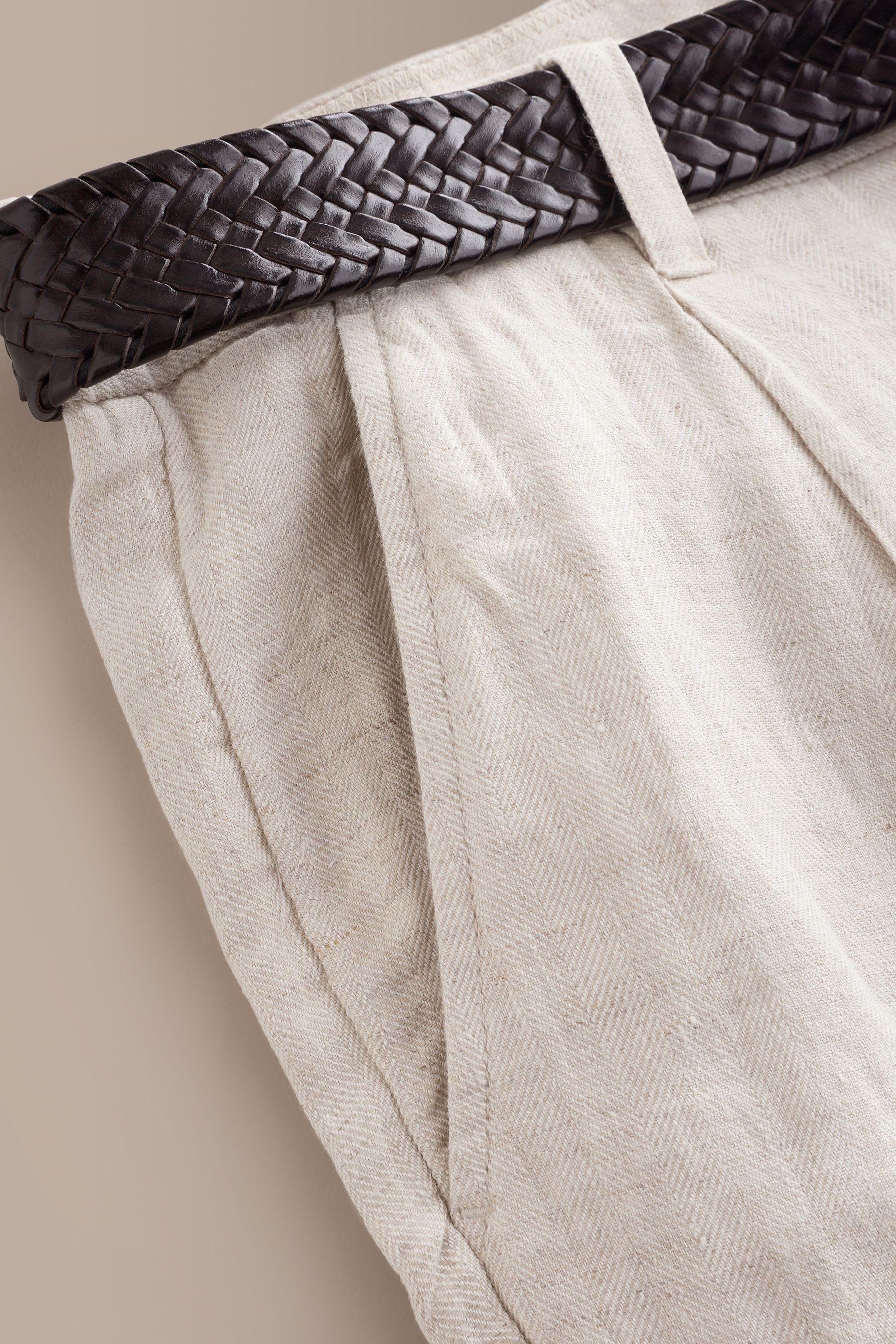 Next Leinenhose Signature Straight Fit Hose mit Fischgrätmuster (2-tlg)