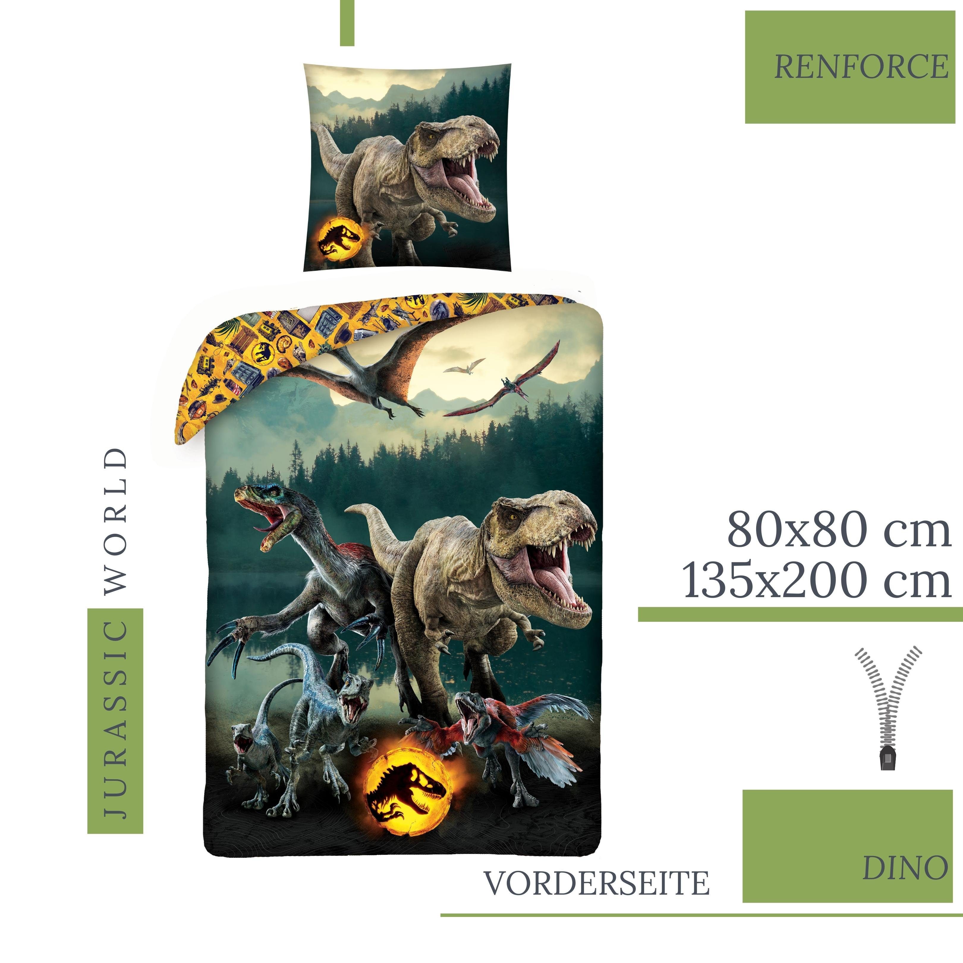 MTOnlinehandel Bettwäsche Jurassic World Dinosaurier 135x200 + 80x80 cm, 10 günstig online kaufen