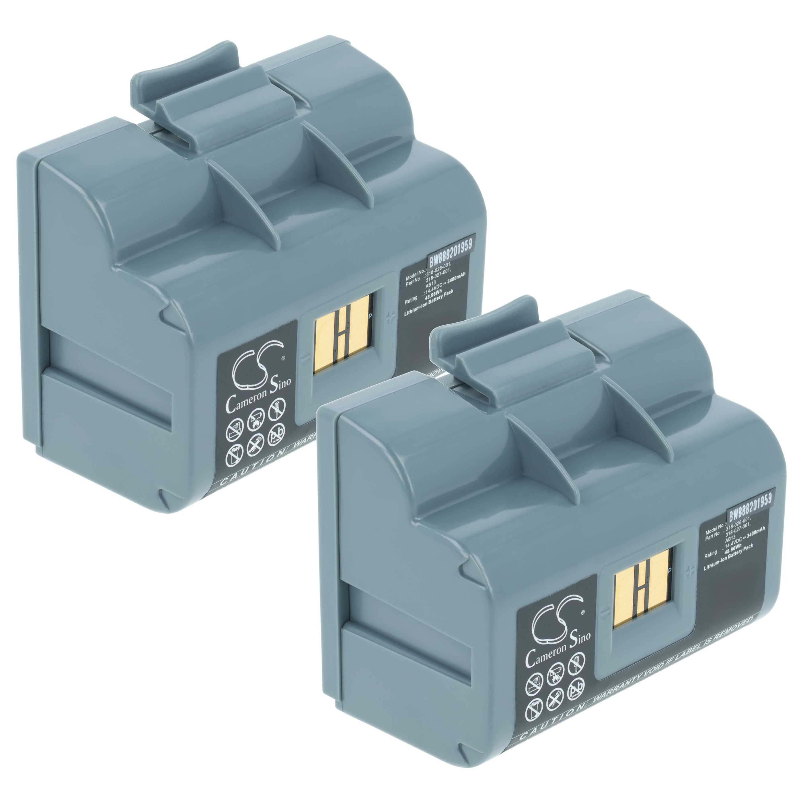 vhbw Akku passend für Intermec PB51, PW50, PW50-18, PB5X, PB50 Akku Akku Li-Ion 3400 mAh (14,4 V, 2 St), Leistungsfähige Austausch-Akkus für Drucker, Etiketten-Drucker
