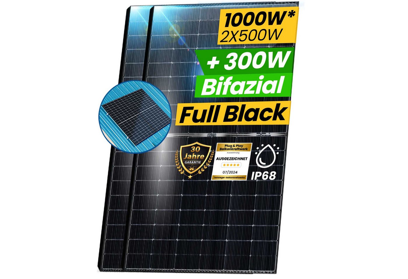 Thumbnail - EPP.Solar Solaranlage 1000W Bifazial Solarmodule Komplettset mit Halterung, 1000,00 W, Monokristallin, (2x 500W Bifazial...