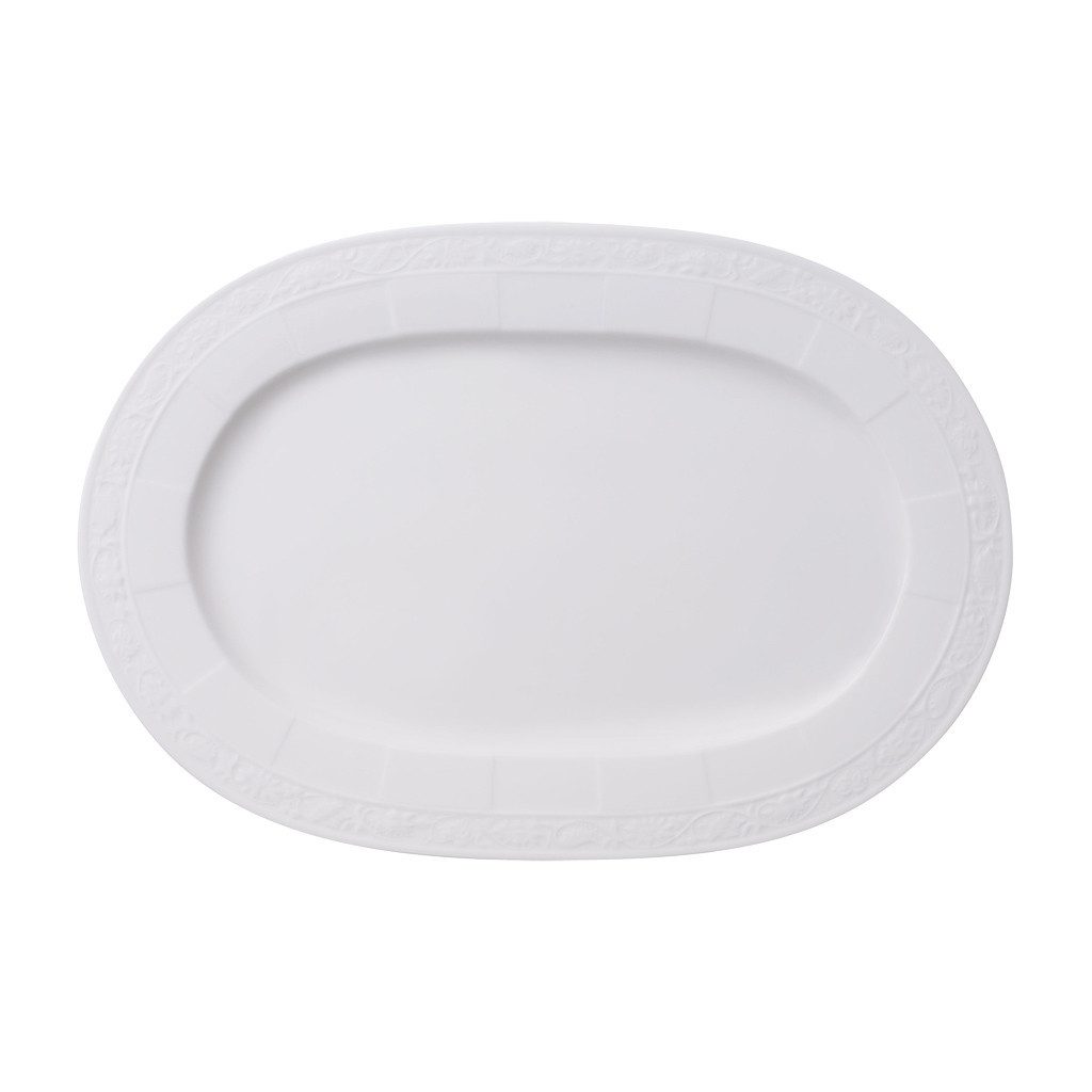 Villeroy & Boch Servierplatte White Pearl Platte oval 35cm, Porzellan, (1-tlg)