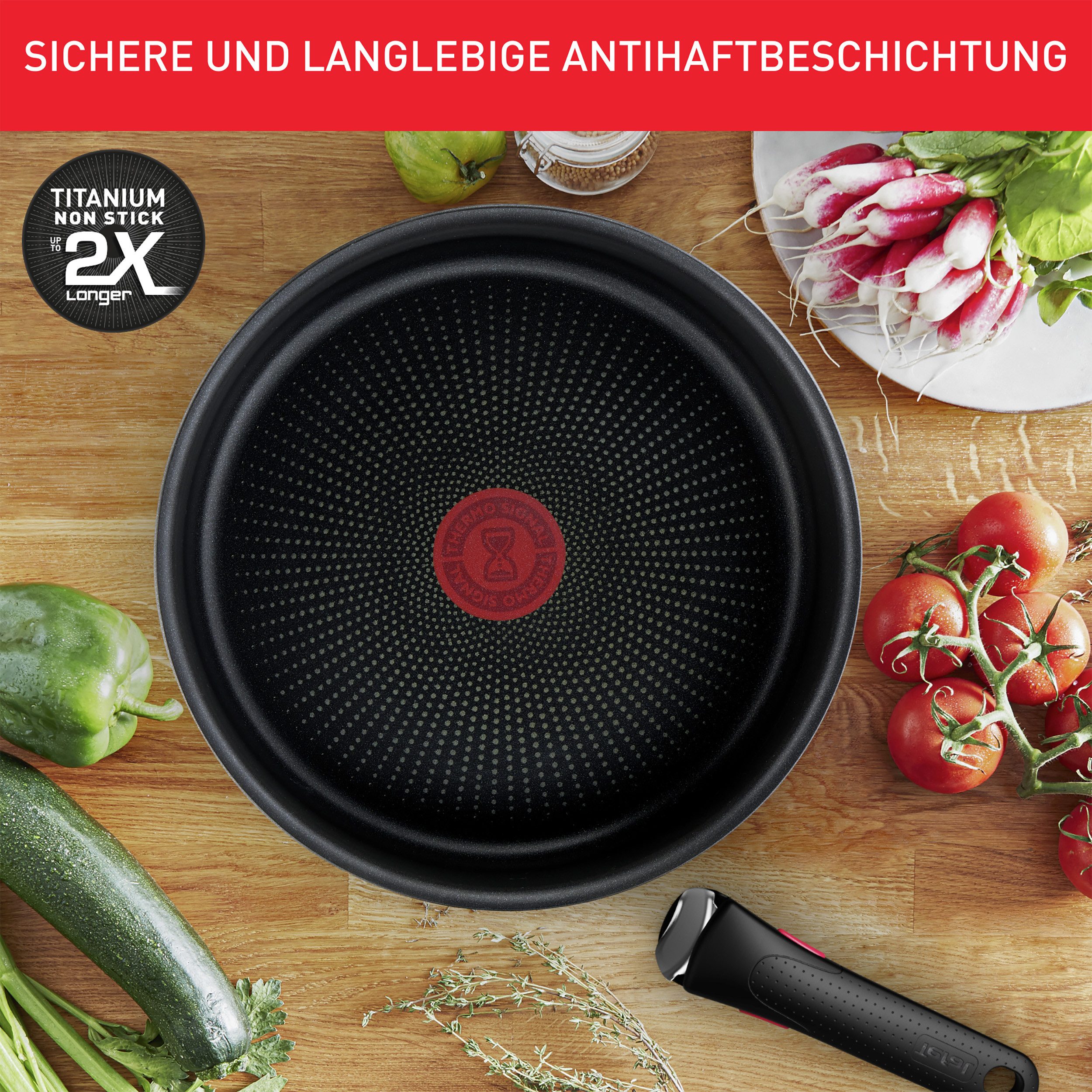 Tefal Topf-Set Ingenio Emotion, Edelstahl (Set, 5-tlg), abnehmbarer Griff, Antihaftversiegelung, Thermo-Signal, Induktion