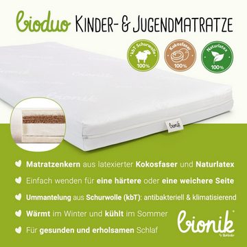 BioKinder - Das gesunde Kinderzimmer Stapelbett Leandro, 2er Set 90x200 cm Gästebett mit Lattenrost und Matratze