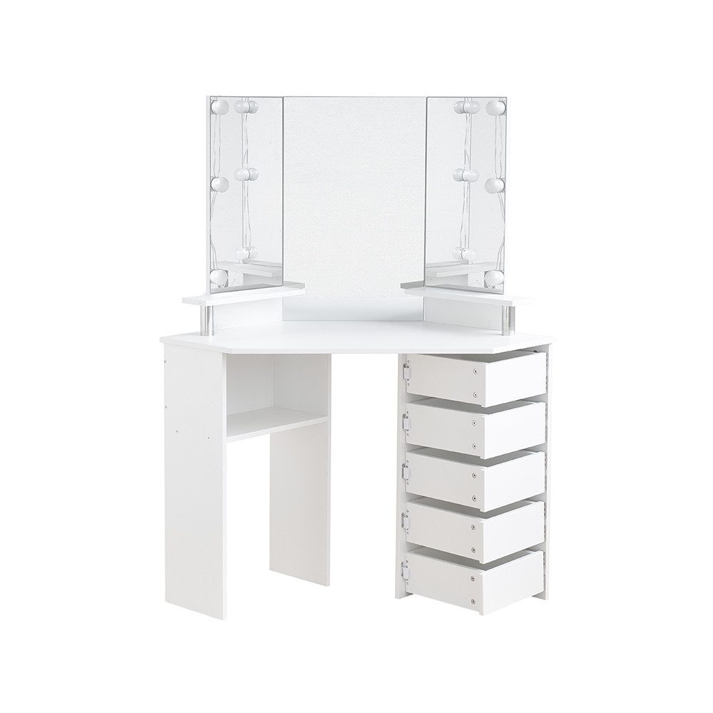 HOME DELUXE Schminktisch CANDICE - Weiß 142 x 111 x 54 cm (1-St), mit LED B günstig online kaufen