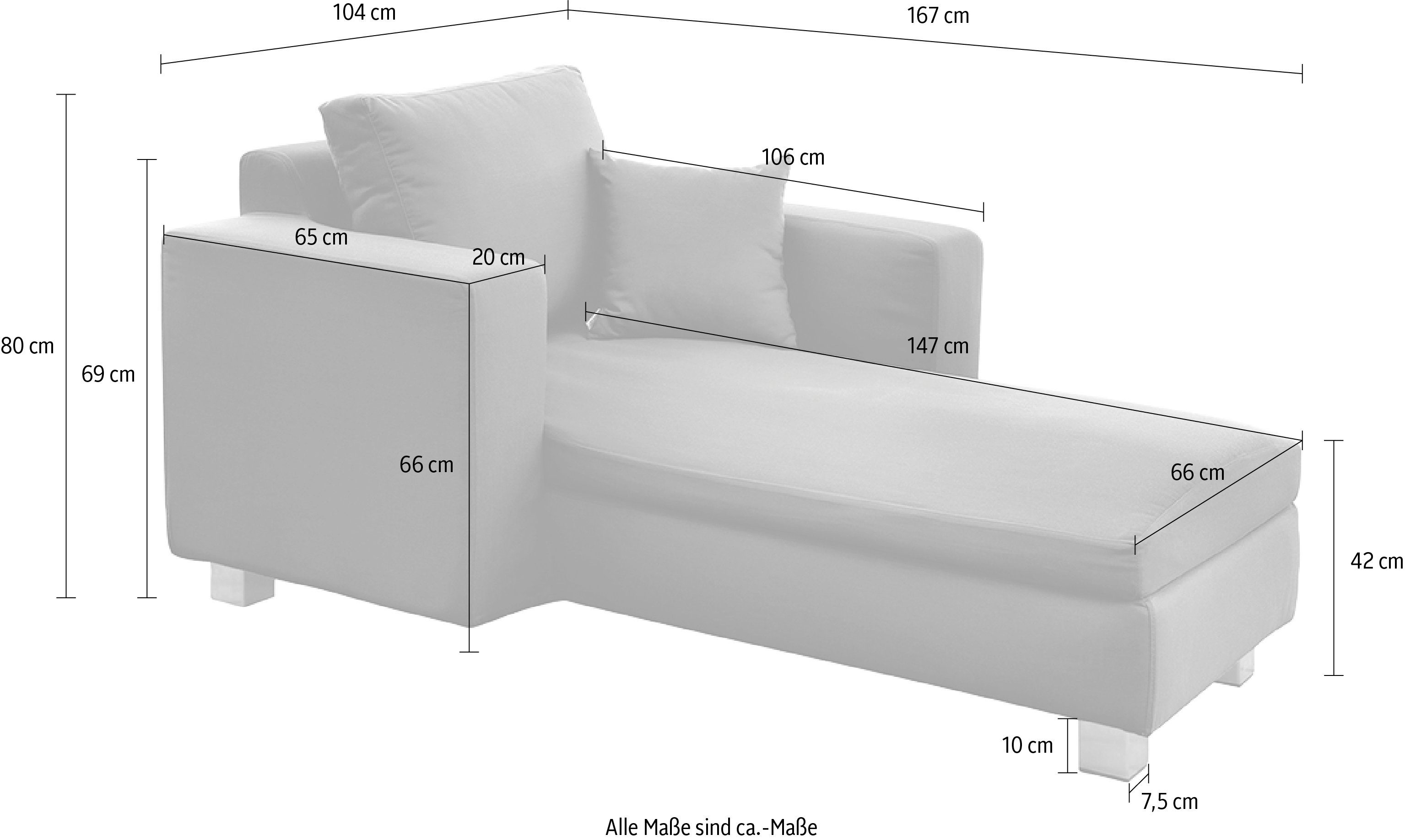 Fink Chaiselongue CARLO, für Outdoor rechts geeignet, sand beständig, Armlehne UV lange