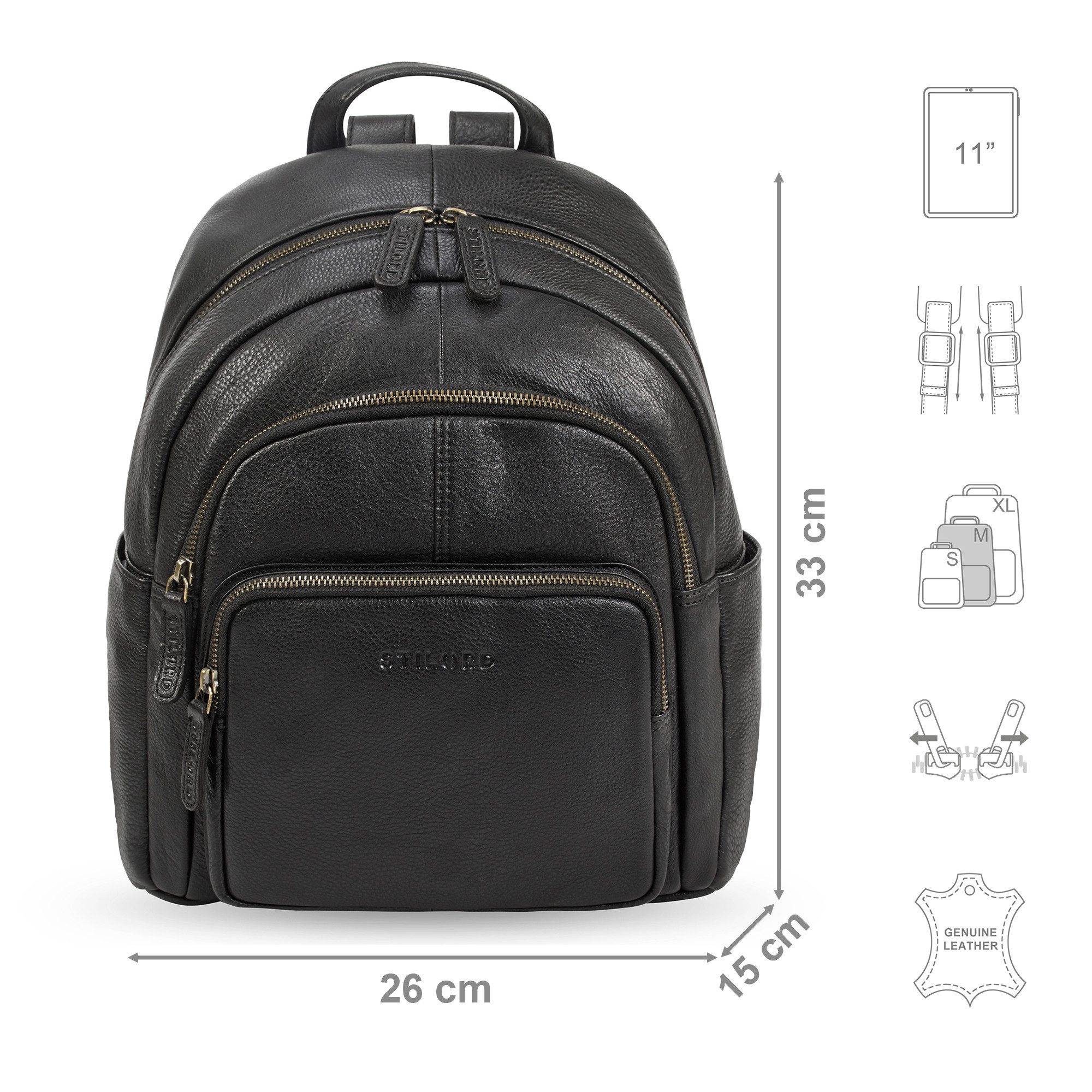 STILORD Cityrucksack "Bea" Lederrucksack Damen Echtleder Elegant Cityrucksack mittelgroß