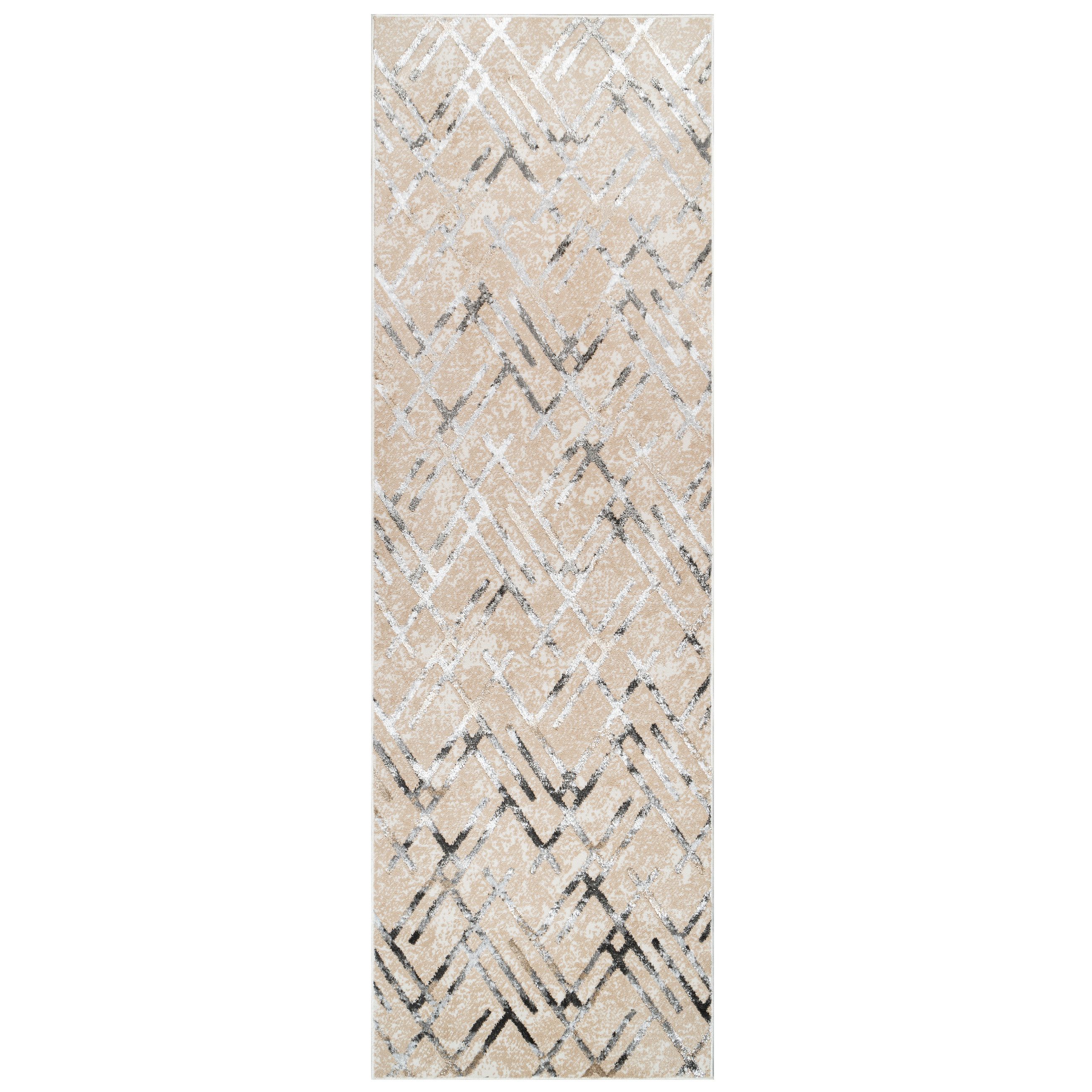 Tapiso Läufer CRYSTAL, rechteckig, Höhe: 8 mm, Langer Korridor-Läufer Schimmereffekt, pflegeleicht, Flur Schlafzimmer