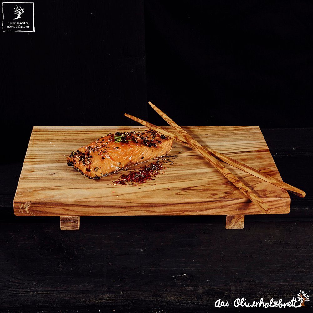 dasOlivenholzbrett Servierbrett Sushi Brett aus Olivenholz mit Stäbchen,  Olivenholz, (1-St) | Servierbretter