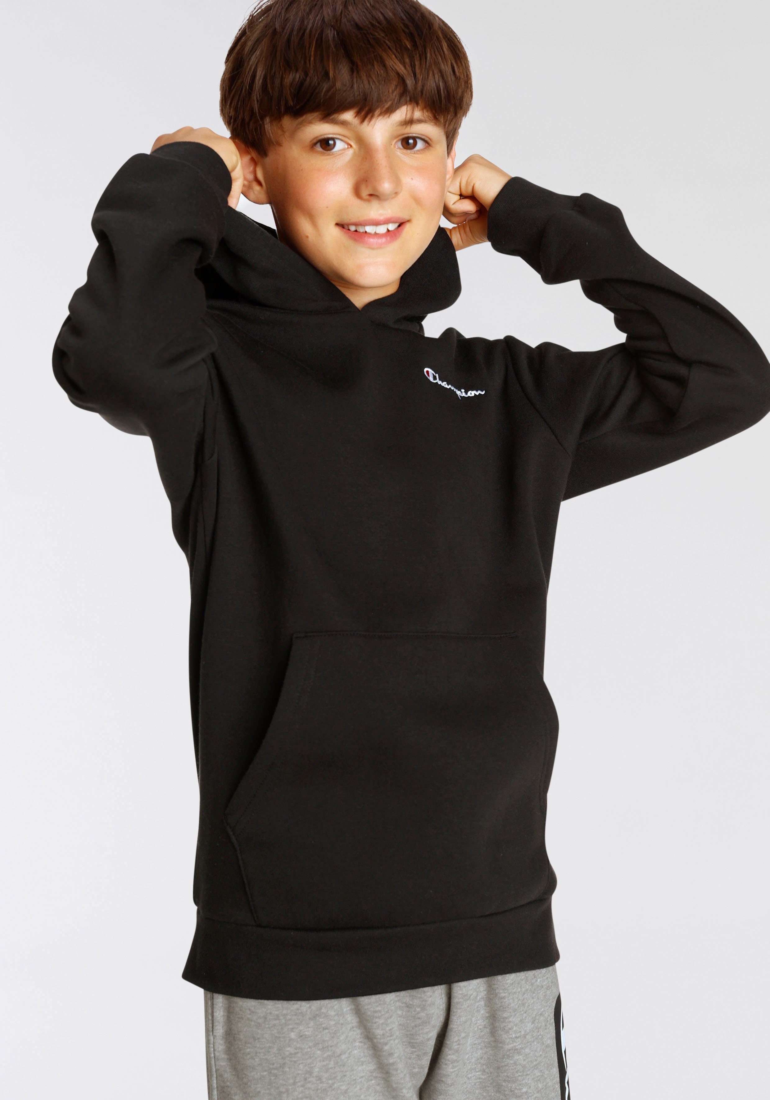 Kinder Logo Sweatshirt Classic Hooded schwarz Sweatshirt Champion - small für