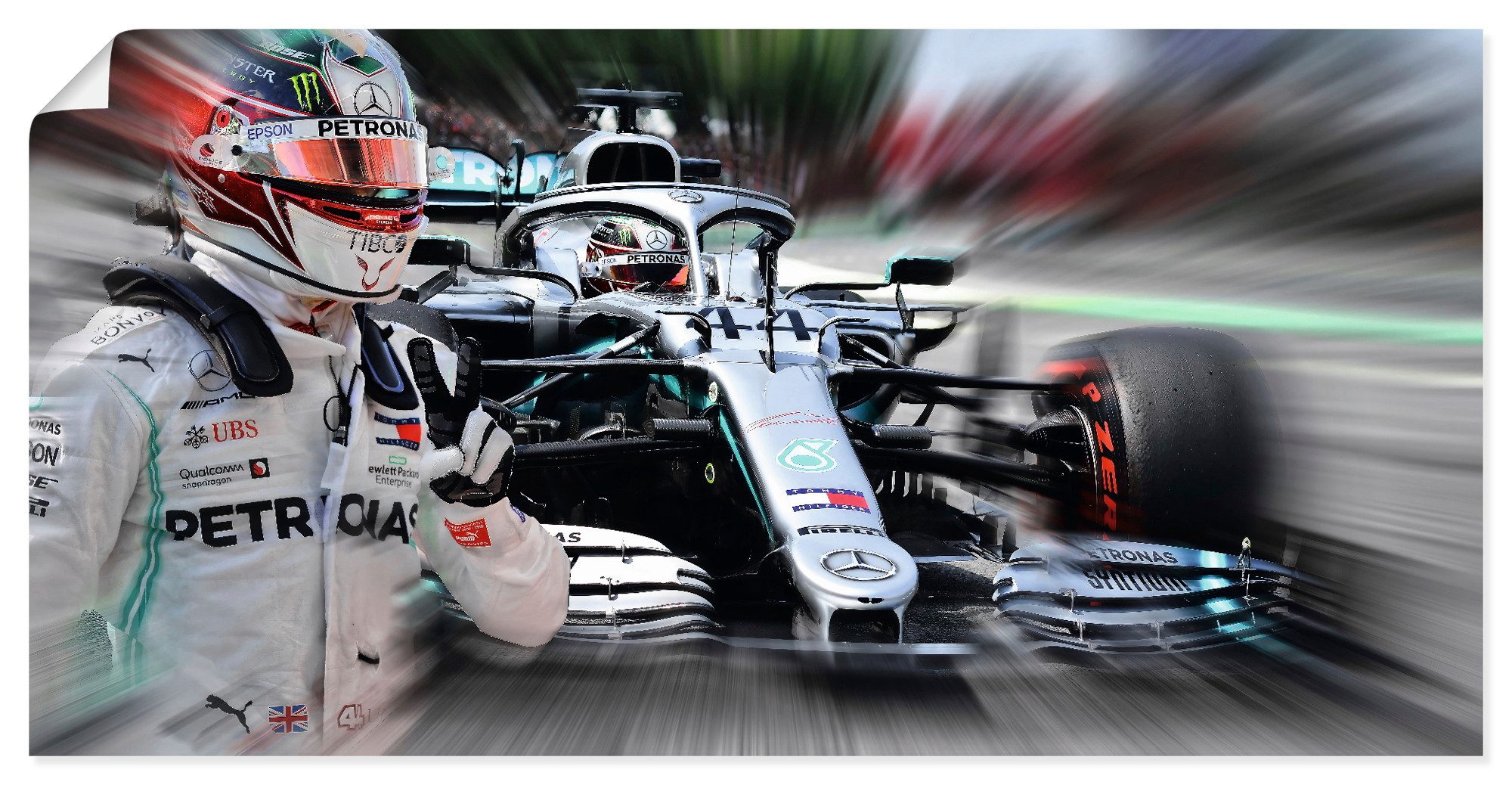 Artland Wandbild Weltmeister Sir Lewis Hamilton, Funsport (1 St), als Alubild, Leinwandbild, Poster, Wandaufkleber in verschied. Größen
