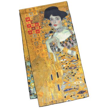Seidenschal VON LILIENFELD Schal Damen 100% Seide Gustav Klimt: Adele Kunst Motiv Halstuch Seidenschal Seidentuch Kanten handgerollt 172 x 42 cm reine Seide