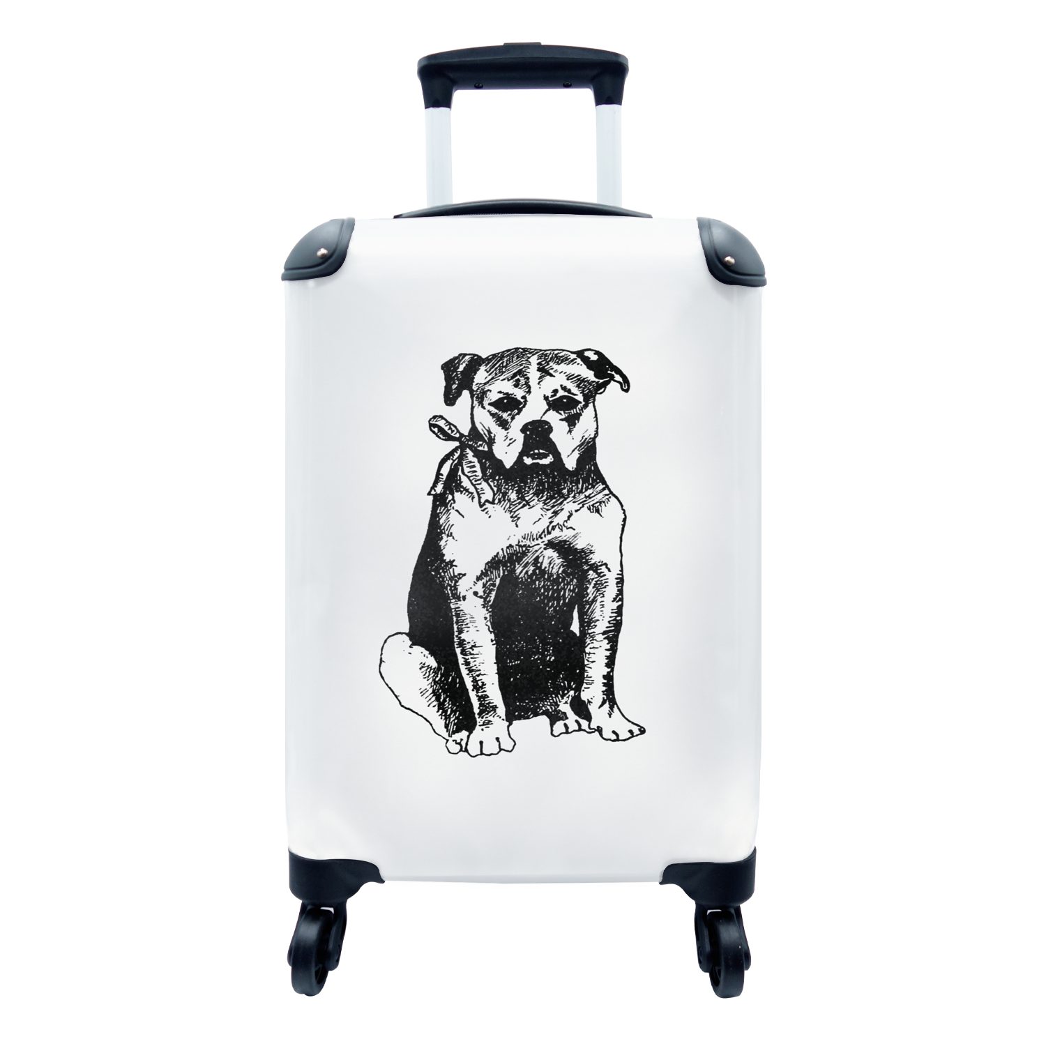 MuchoWow Handgepäckkoffer Jahrgang rollen, mit Trolley, 4 - - Tiere, Reisekoffer für Hund Ferien, Rollen, Reisetasche Handgepäck