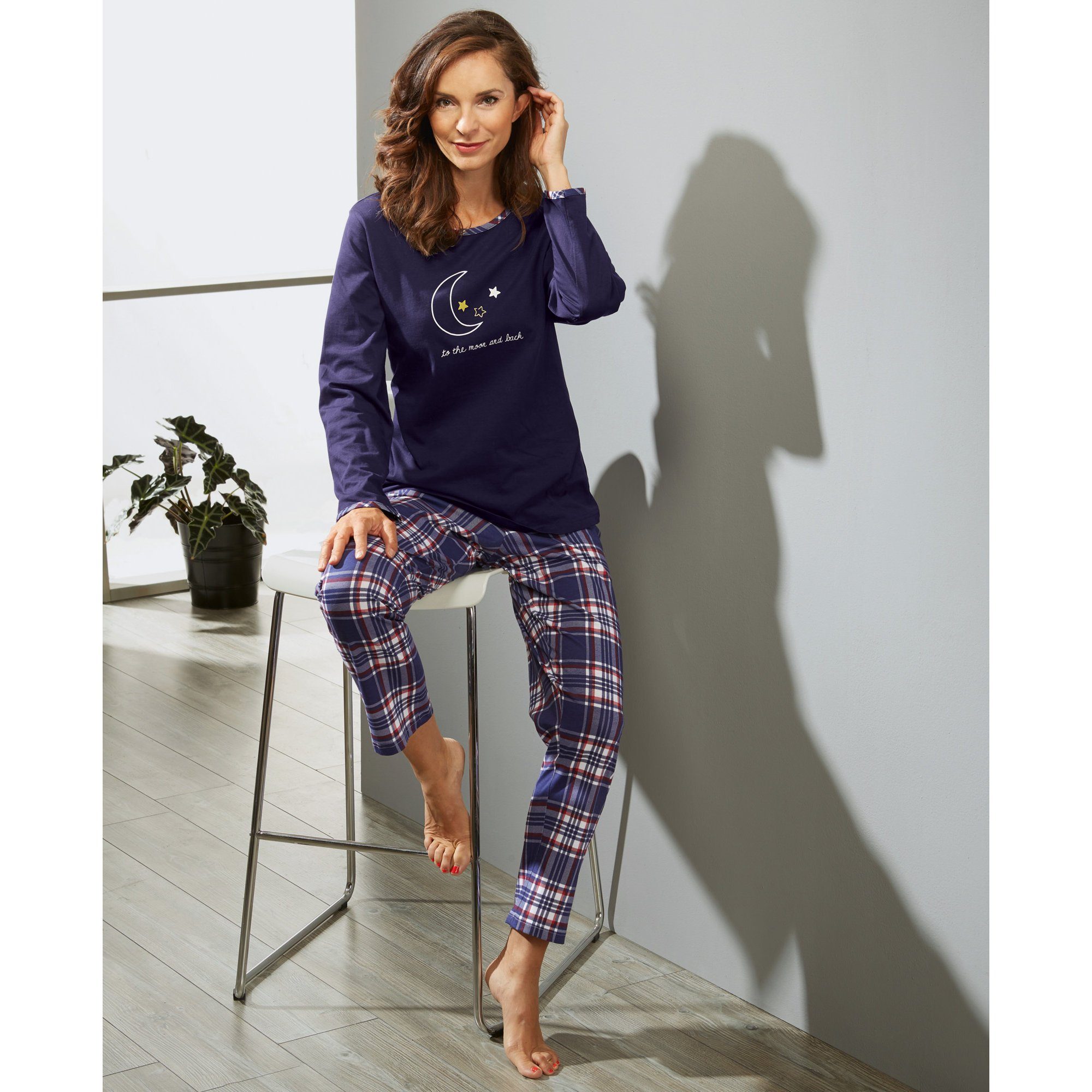 Erwin Müller Pyjama Damen-Schlafanzug Single-Jersey Karo