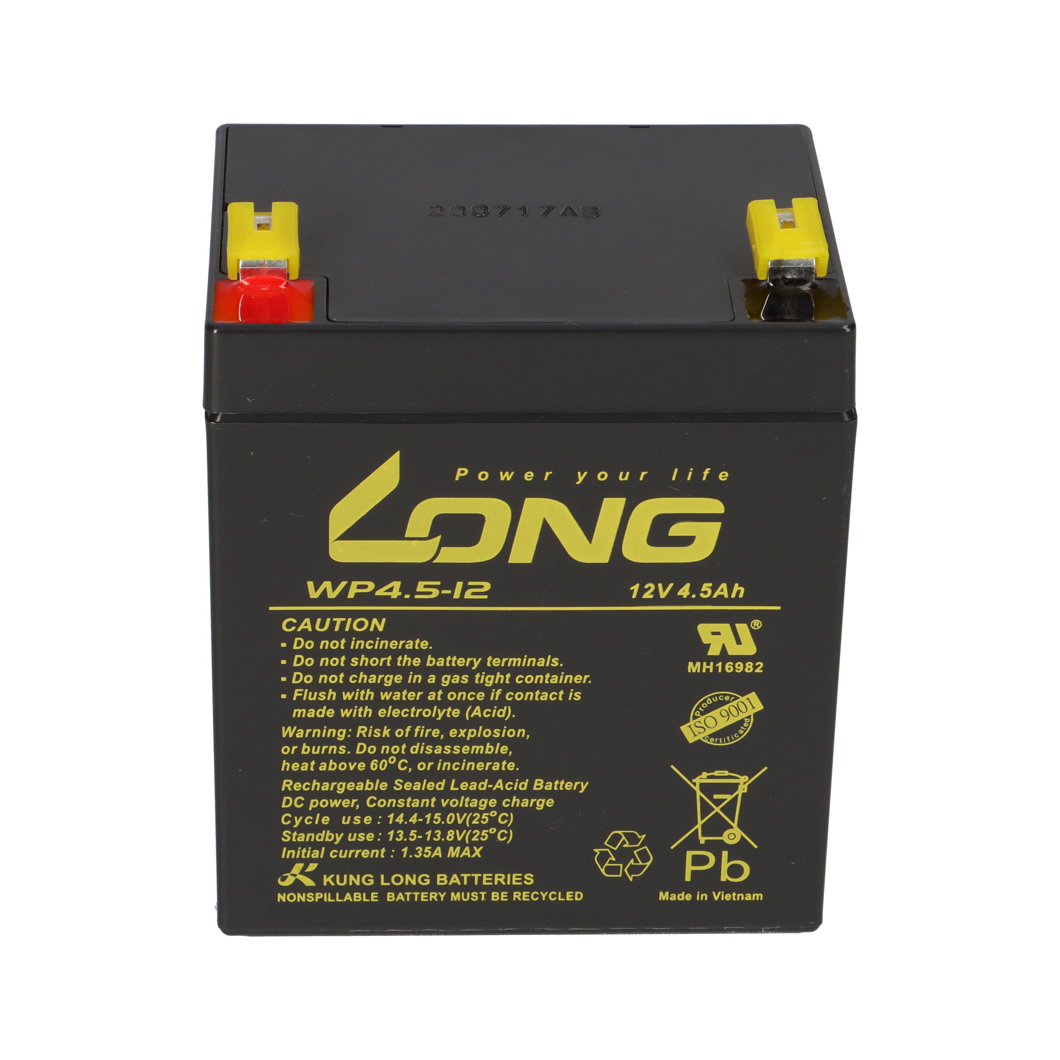 12V kompatibel Kung Long AGM PS4.5-12 4,5Ah Bleiakku PS5-12 Bleiakkus