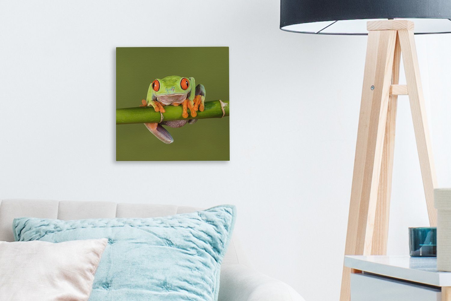 OneMillionCanvasses® Leinwandbild Frosch - Leinwand Wohnzimmer - St), Bilder Grün, Schlafzimmer (1 Bambus für
