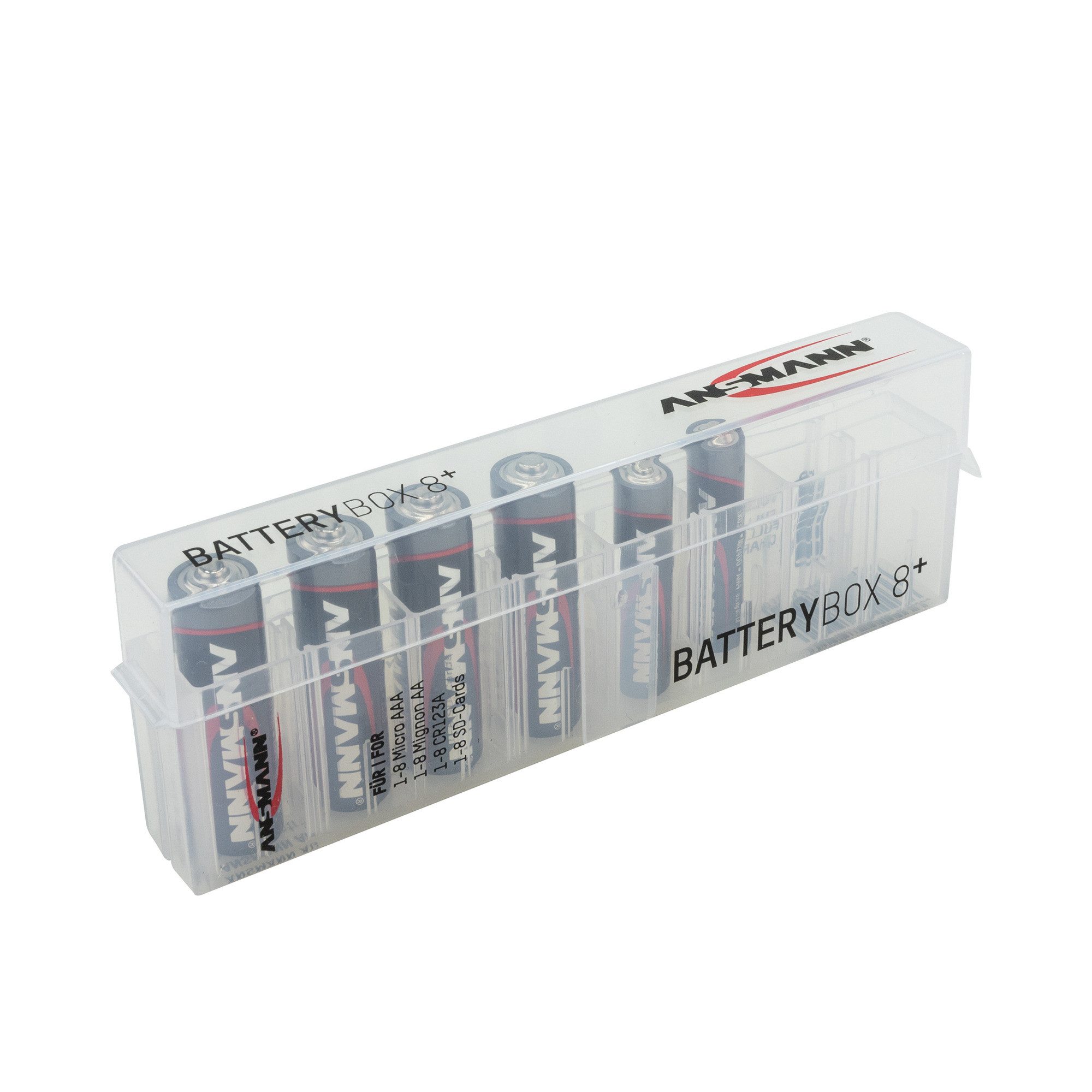 ANSMANN AG Batteriebox für 8 Stück Akkus Größe AAA,AA,CR123A,CR2 Akku