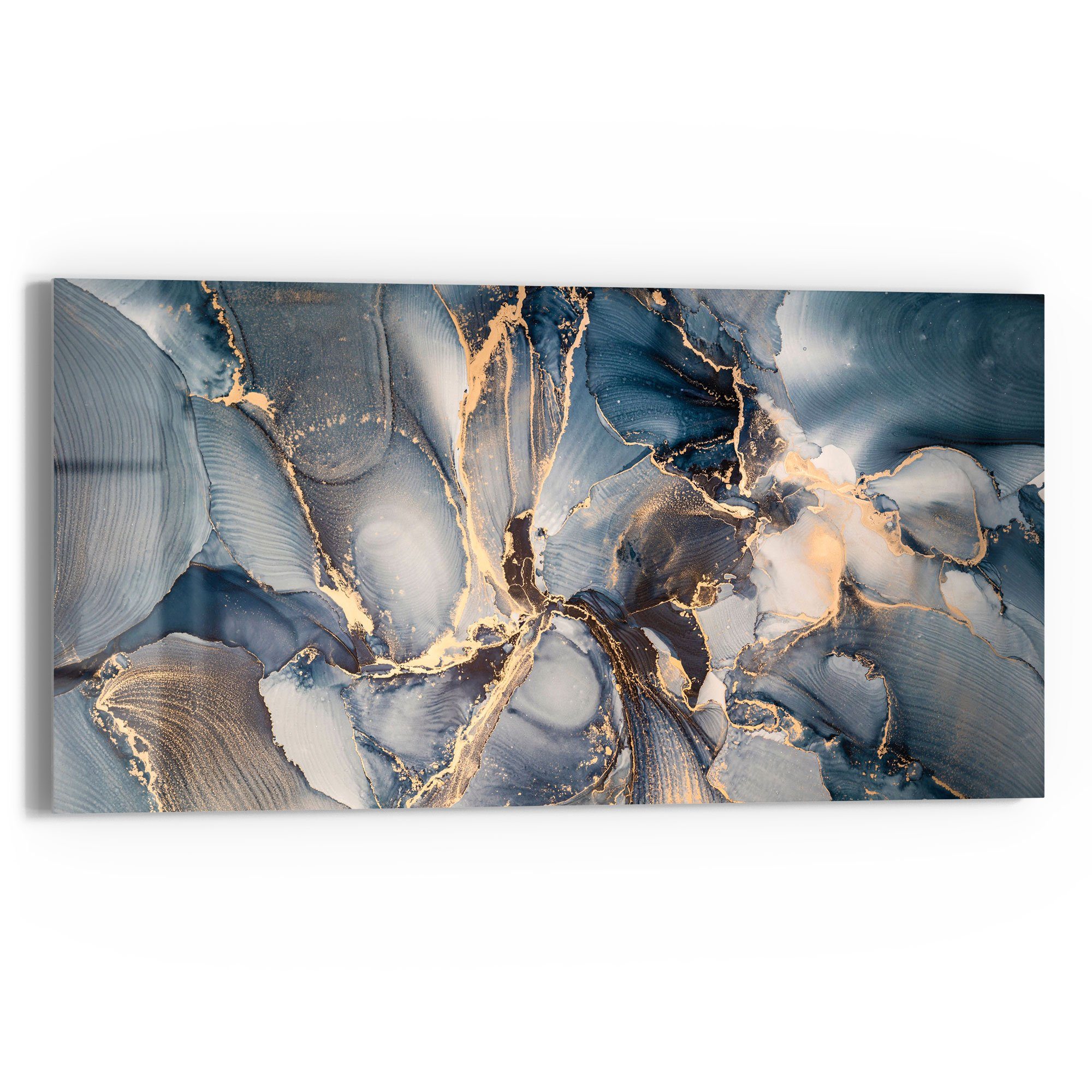 DEQORI Glasbild 'Marmor-Farbspiel mit Gold', 'Marmor-Farbspiel günstig online kaufen