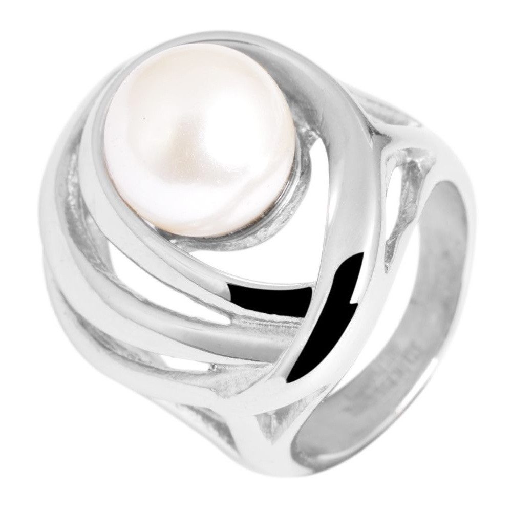 Adelia´s Fingerring Damen Ring aus Edelstahl mit Süßwasserperle