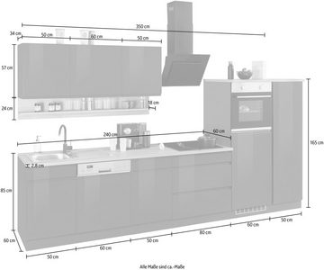 Kochstation Küche KS-Virginia, Breite 350 cm, mit Glaskeramik-oder Induktionskochfeld
