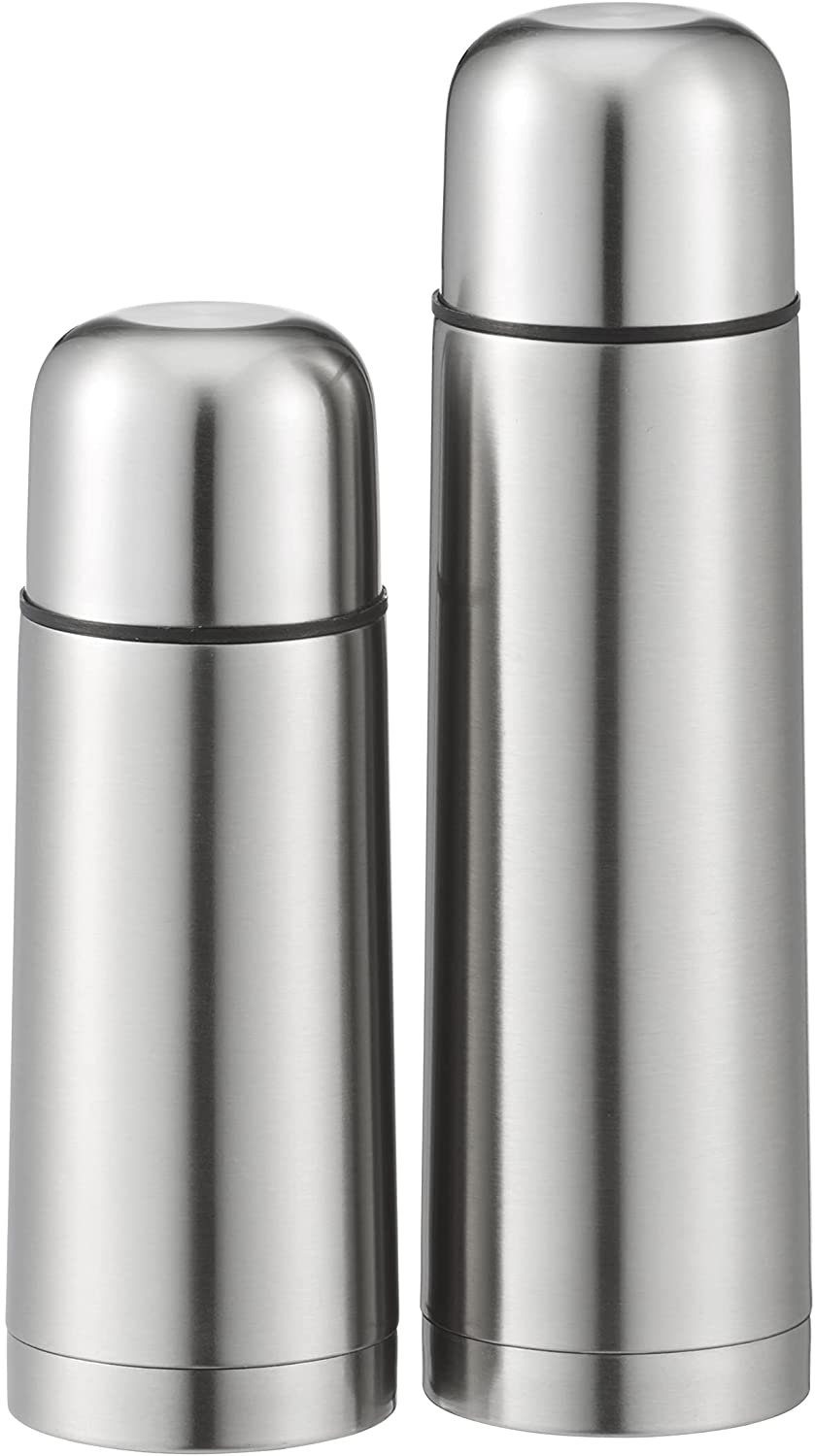 kamelshopping Isolierflasche 2er Set Edelstahl Thermoskanne, 350 & 500 ml Fassungvermögen, doppelwandig, Schnellstopp-Verschluss