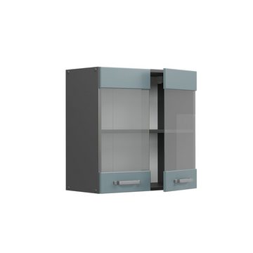 Vicco Glashängeschrank Küchenschrank R-Line Anthrazit Blau Grau 60 cm