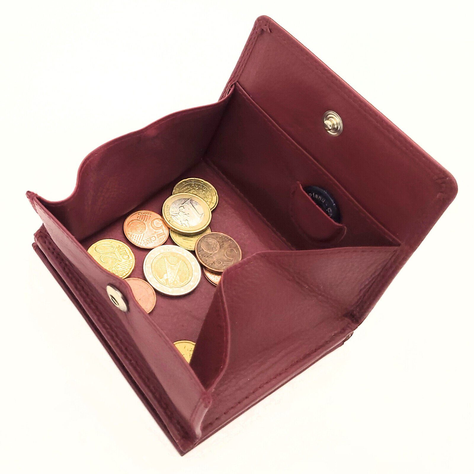 JOCKEY CLUB Geldbörse echt Leder Portemonnaie Wiener Schachtel mit RFID Schutz, extra großes Münzfach, Farbe cherry rot
