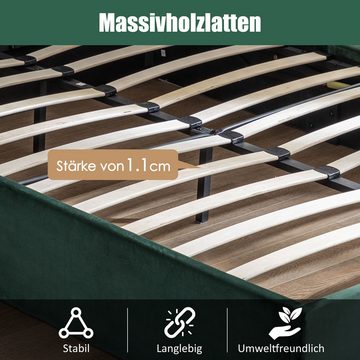 MODFU Polsterbett Doppelbett Holz Bett Funktionsbett Holzbett ohne Matratze Hydraulisch (140 x 200 cm/180 x 200 cm mit Stauraum)