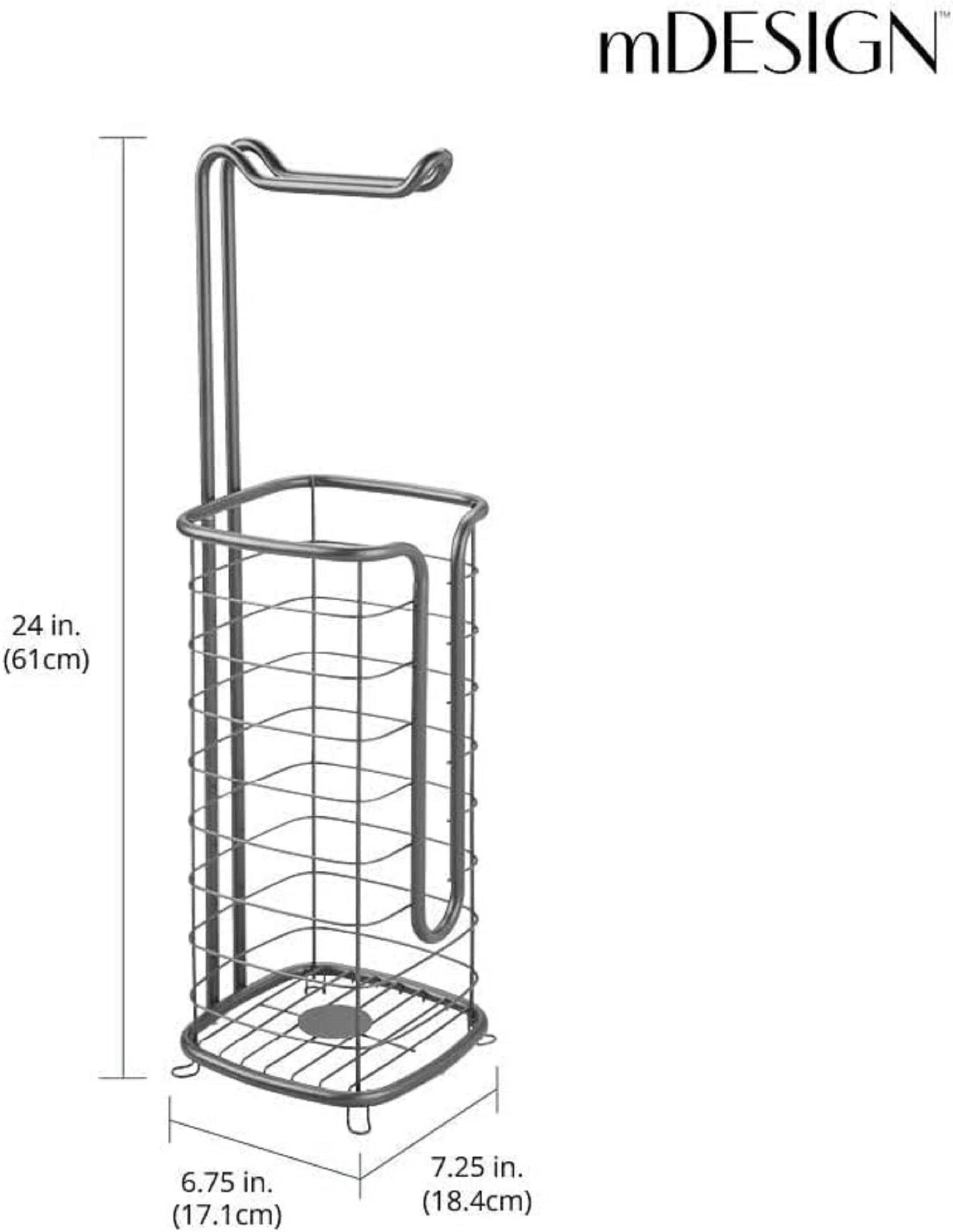 mDesign Badaccessoire-Set Toilettenpapierhalter Stand dunkelgrau Klopapierhalter WC Rollenhalt